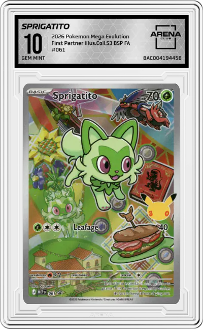 2026 Pokemon Mega Evolution Sprigatito First Partner Illustration Collection Series 3 #061 ARENA CLUB 10