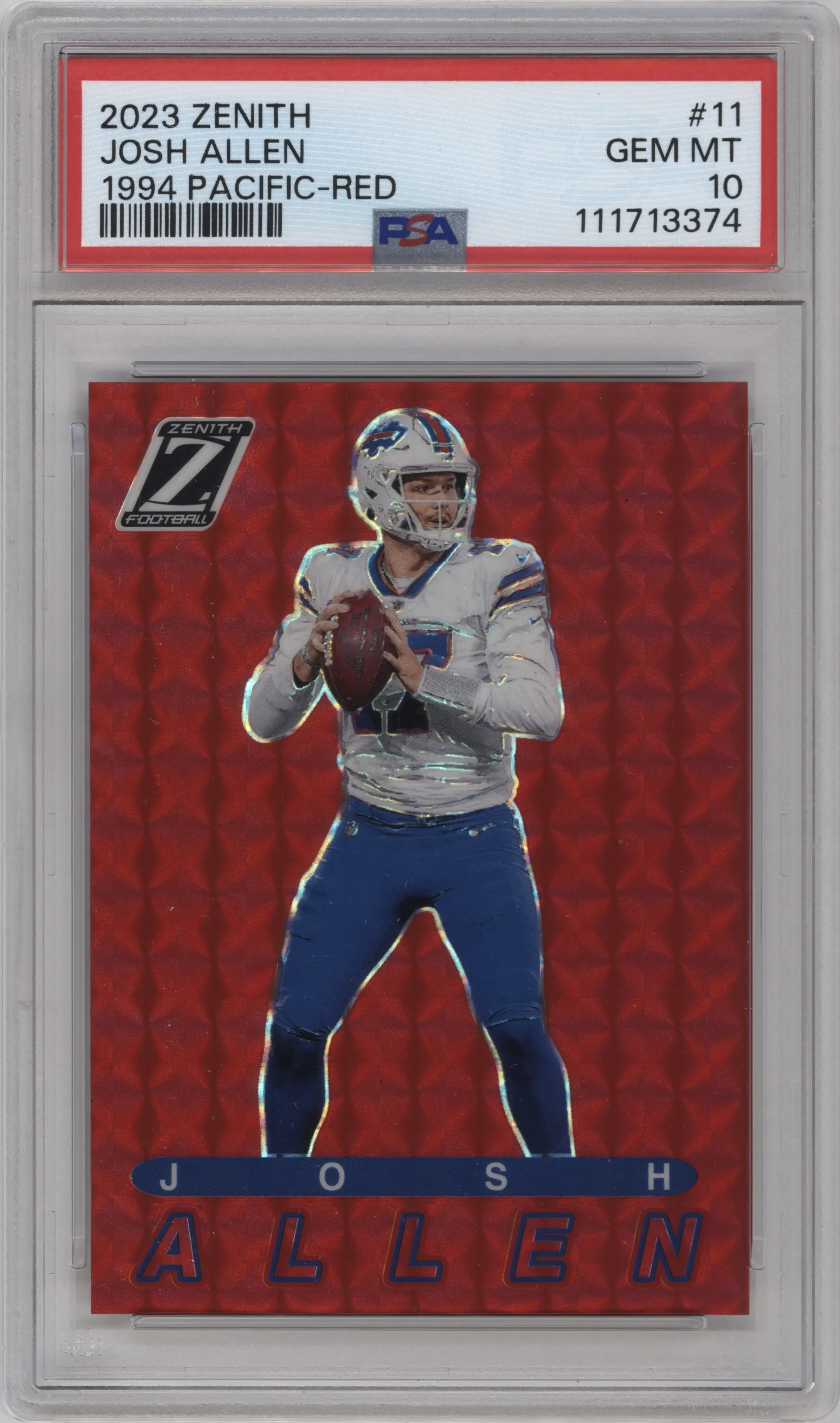 2023 Panini Zenith 1994 Pacific Josh Allen Red #11 PSA 10