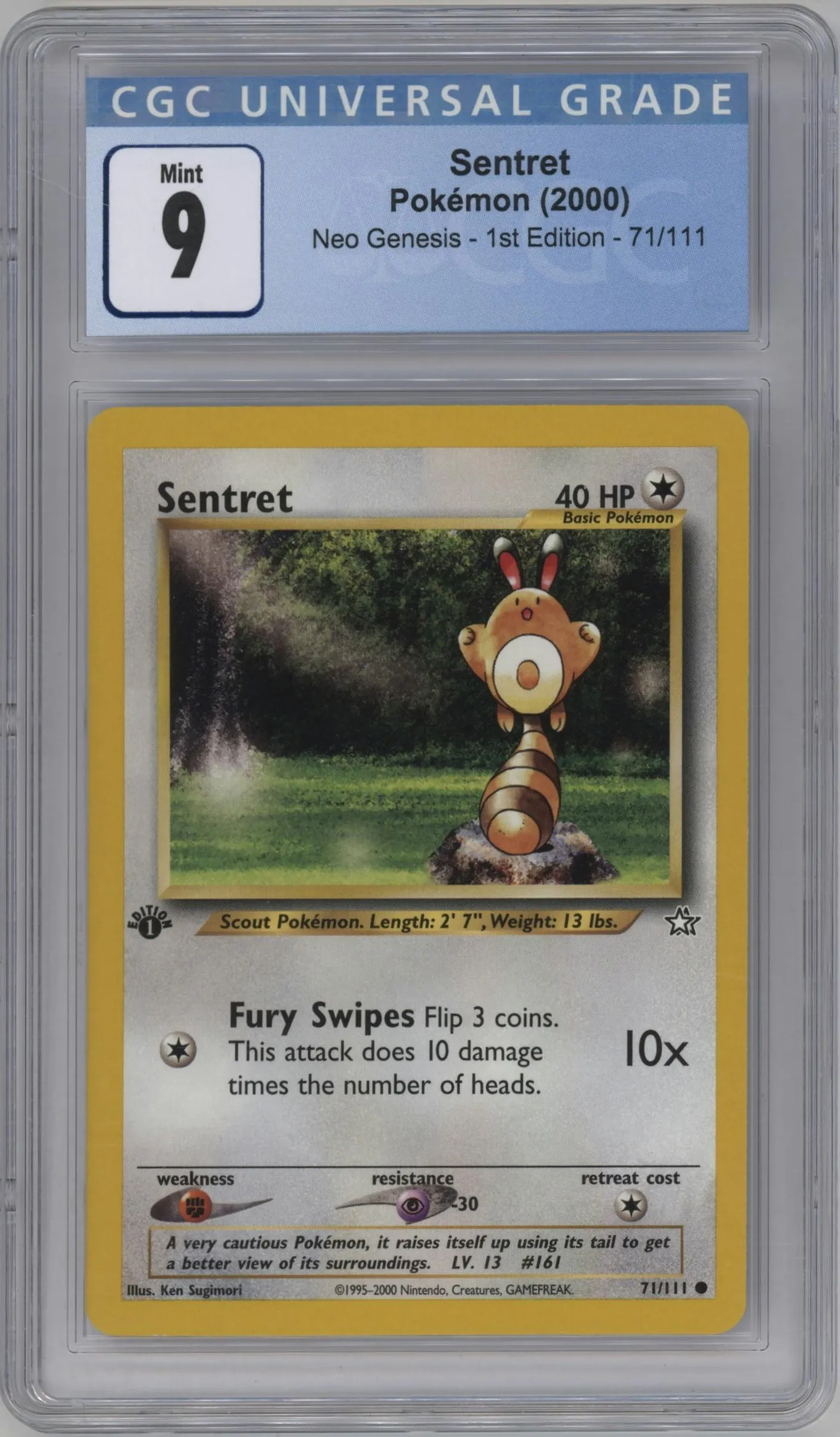 2000 Pokemon Neo Genesis Sentret #71 CGC 9