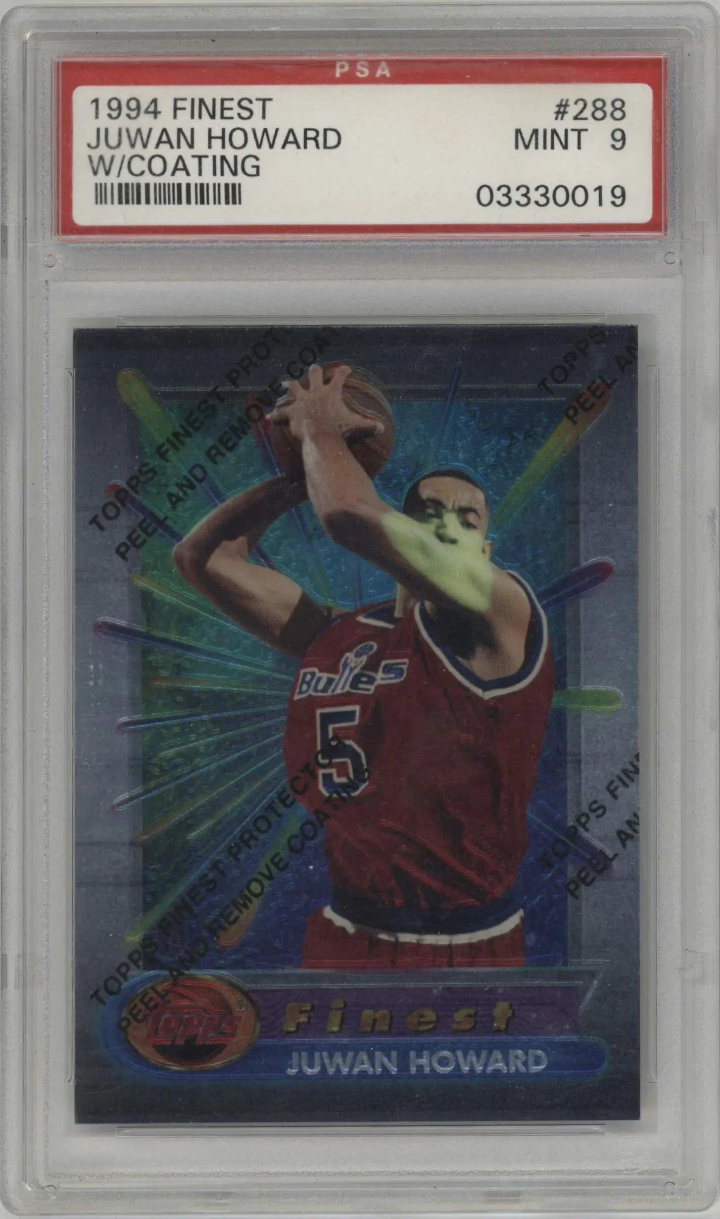 1994 Topps Finest Juwan Howard W/ Coating #288 PSA 9