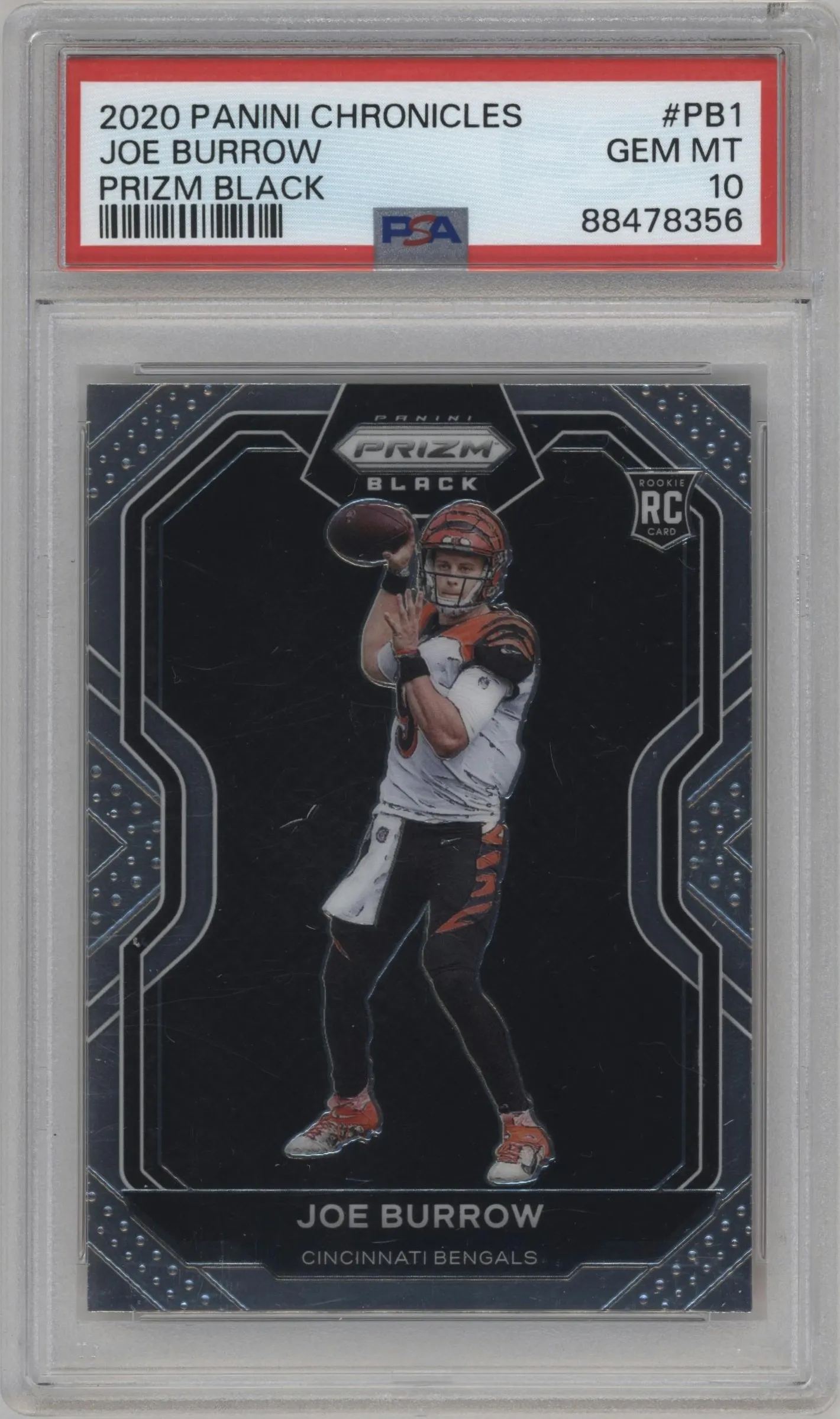 2020 Panini Chronicles Prizm Black Joe Burrow PSA 10
