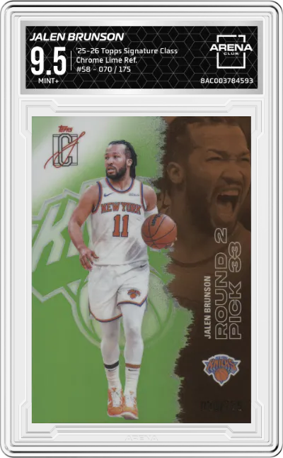 2025 2025-26 Topps Signature Class Topps Signature Class Chrome Jalen Brunson Lime Refractor #58 ARENA CLUB 9.5