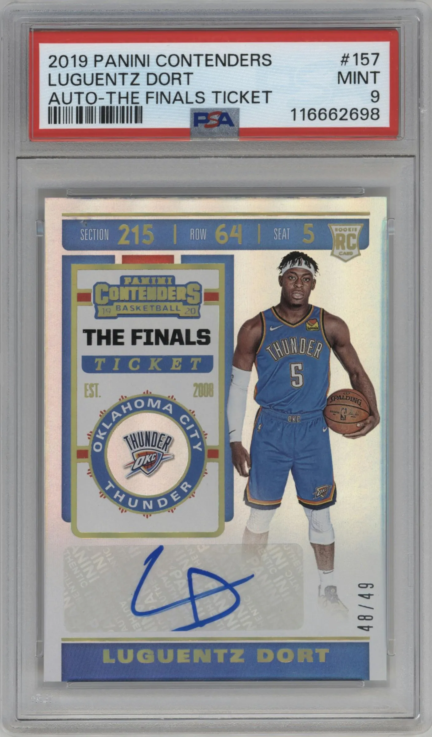 2019 Panini Contenders Rke.Tkt.Auto Luguentz Dort The Finals #157 PSA 9