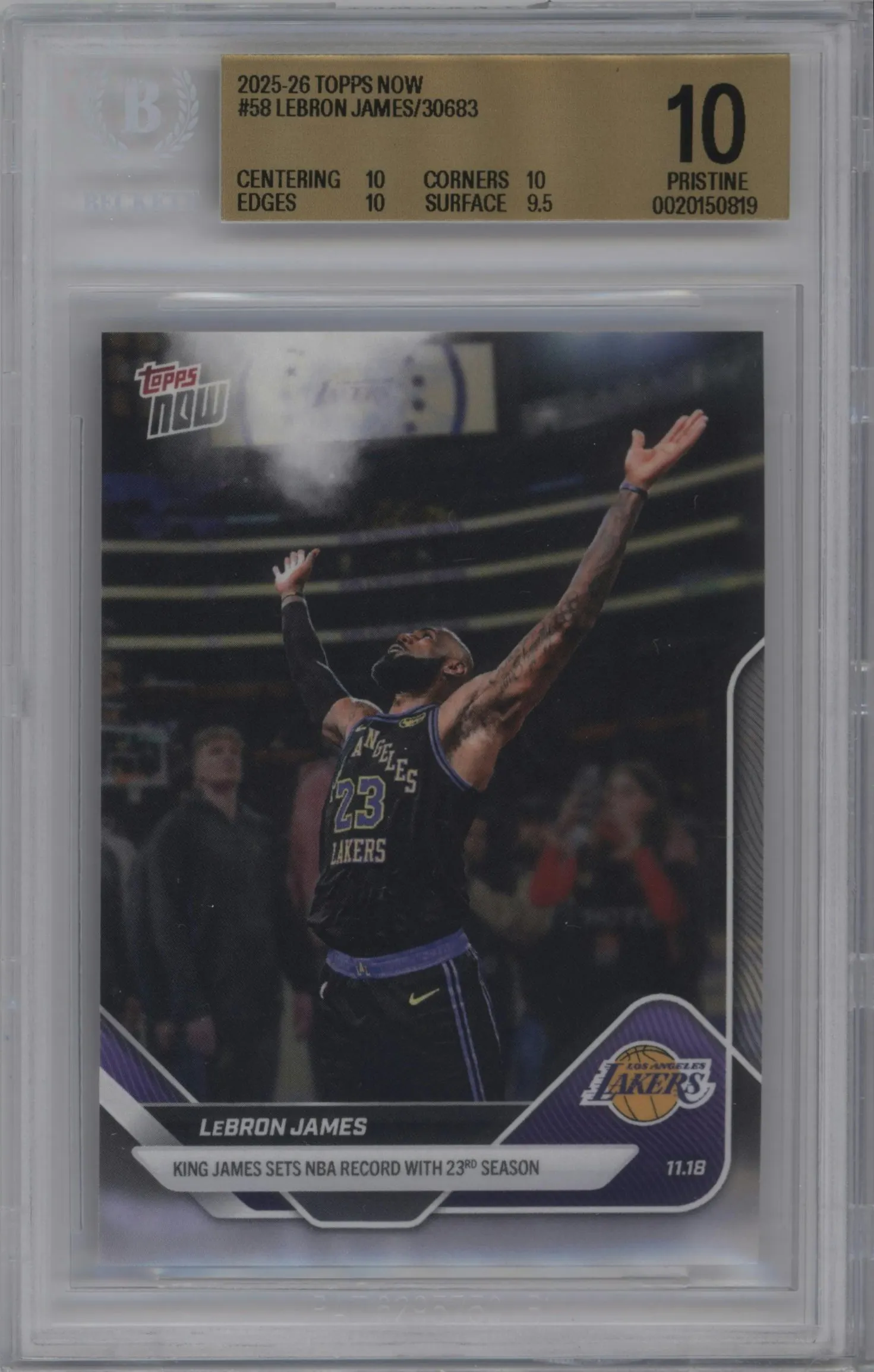 2025 Topps Now LeBron James #58 BGS 10