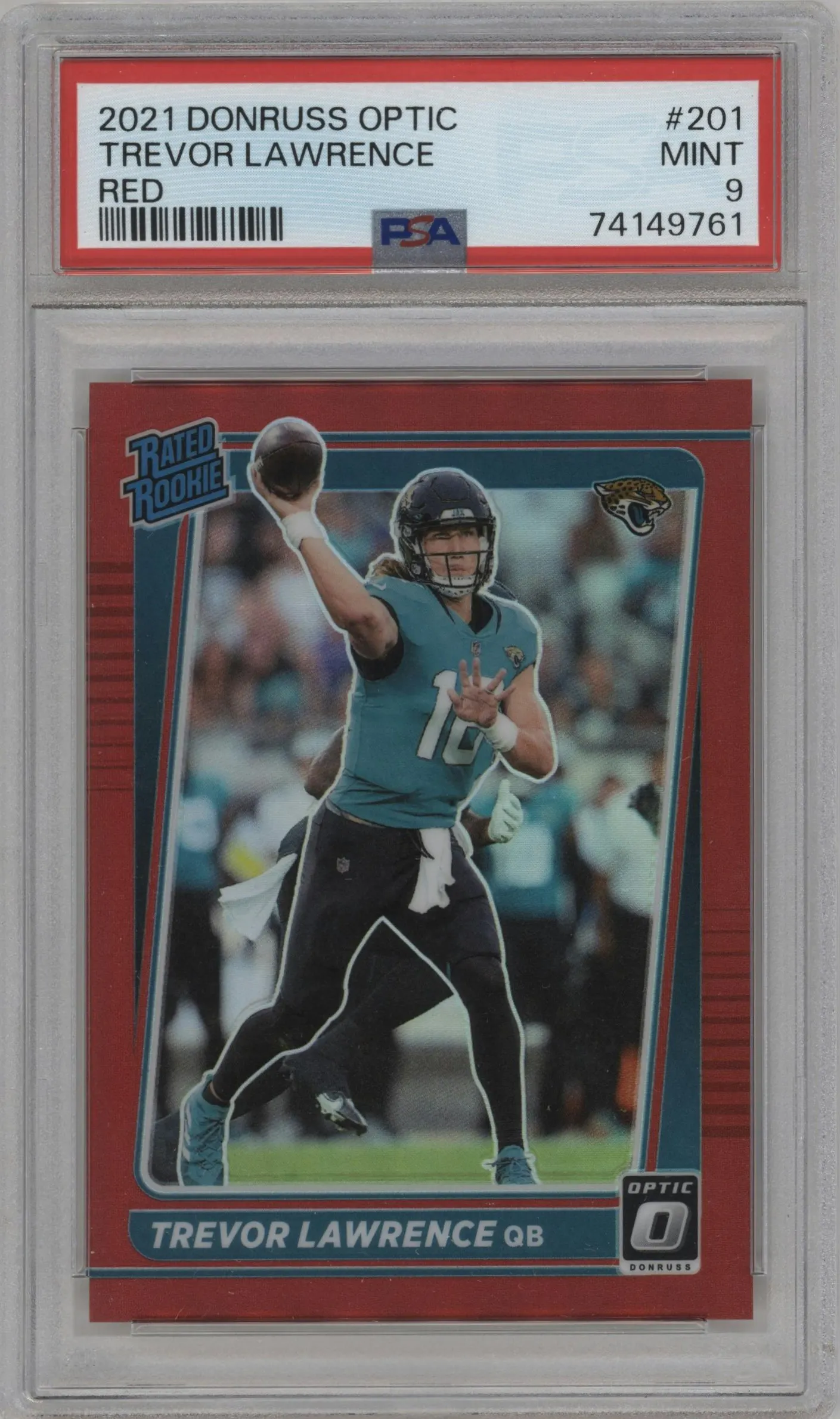 2021 Panini Donruss Optic Rated Rookie Trevor Lawrence Red #201  PSA 9