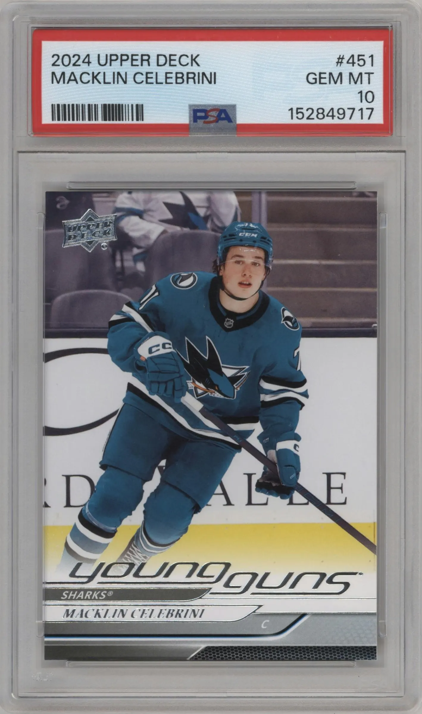 2024 Upper Deck Series 2 Young Guns Macklin Celebrini #451 PSA 10