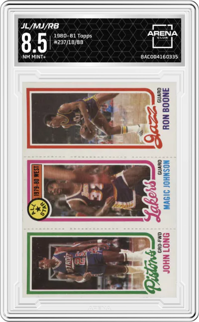 1980 Topps John Long/Magic Johnson/Ron Boone #237/18/88 ARENA CLUB 8.5