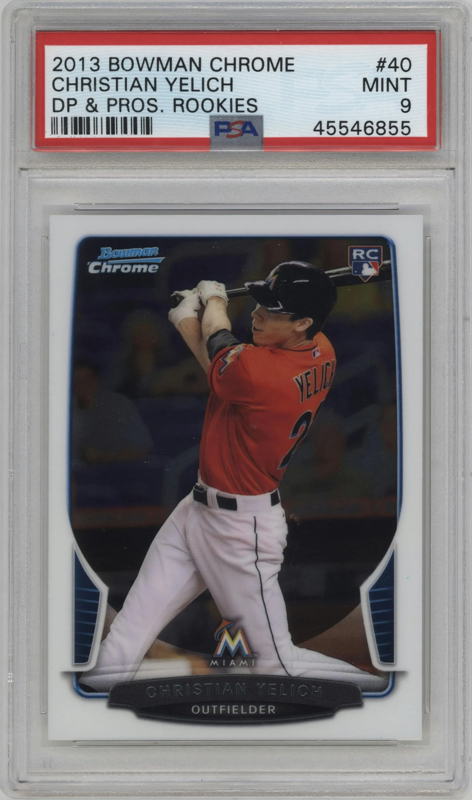2013 Bowman Draft Picks & Prospects Chrome Christian Yelich #40 PSA 9