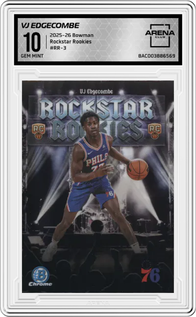 2025 Bowman Rockstar Rookies VJ Edgecombe #RR-3 ARENA CLUB 10