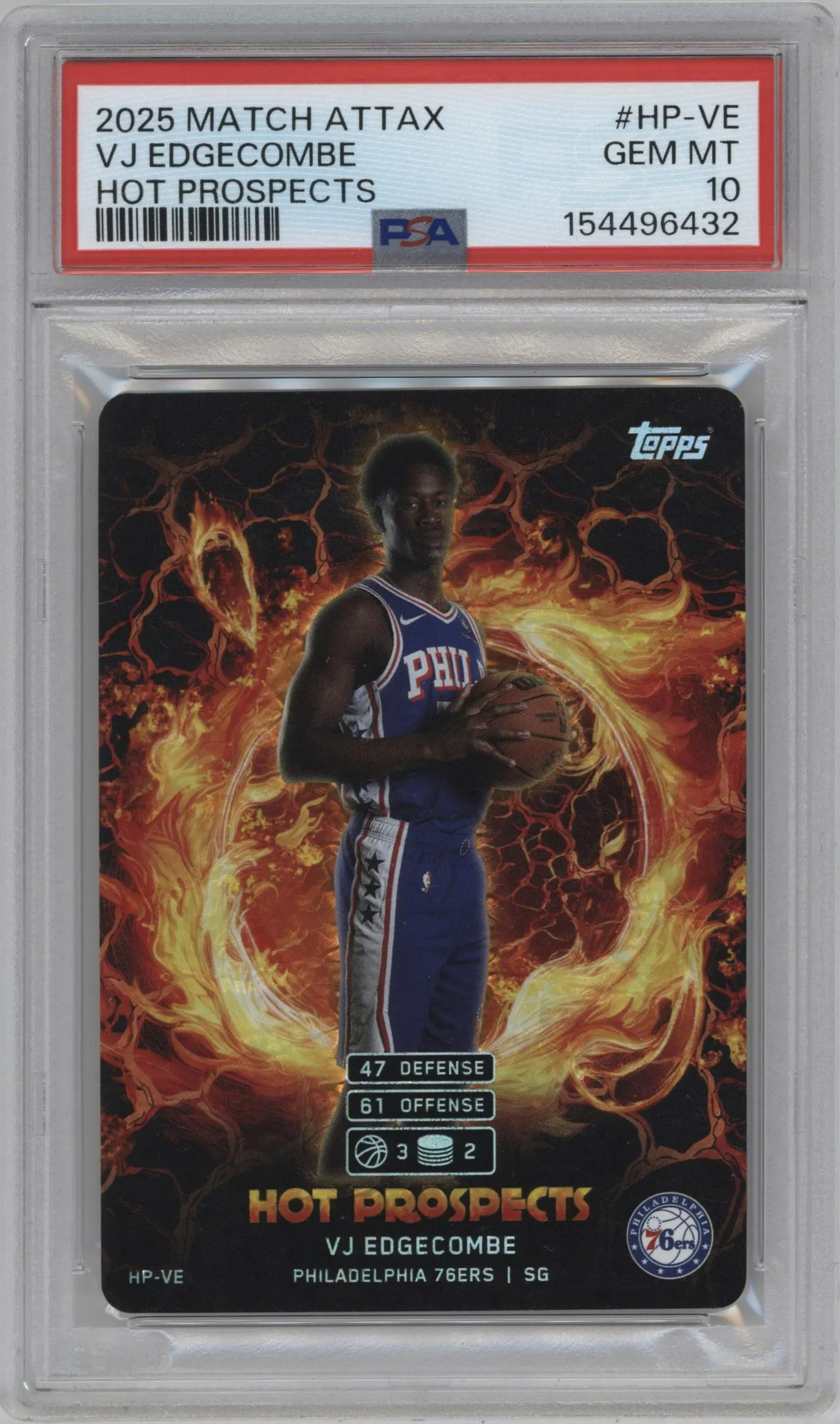 2025 Topps Match Attax Hot Prospects VJ Edgecombe #HP-VE PSA 10