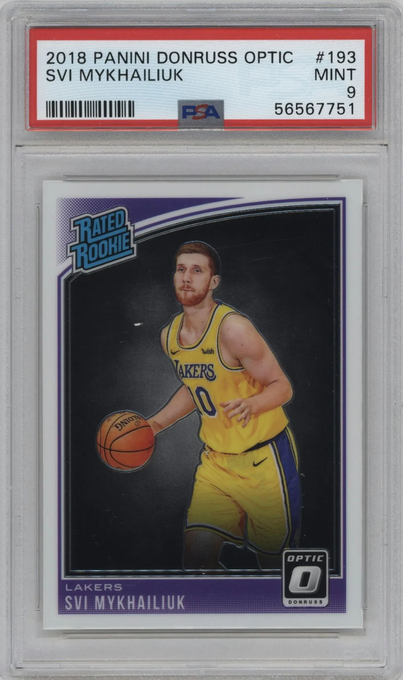 2018 Panini Donruss Optic Rated Rookie Svi Mykhailiuk #193 PSA 9