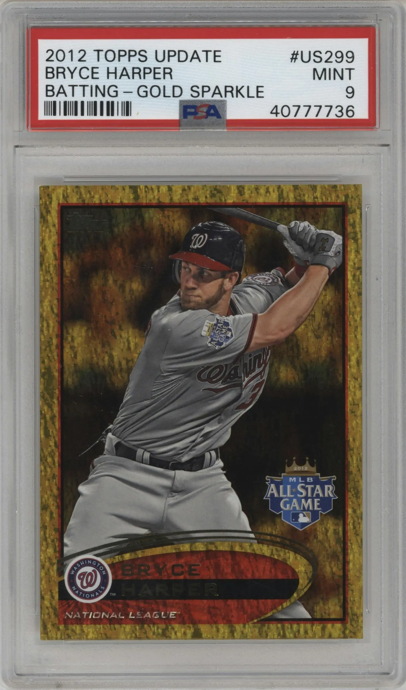 2012 Topps Update Series Bryce Harper Gold Sparkle #US299 PSA 9