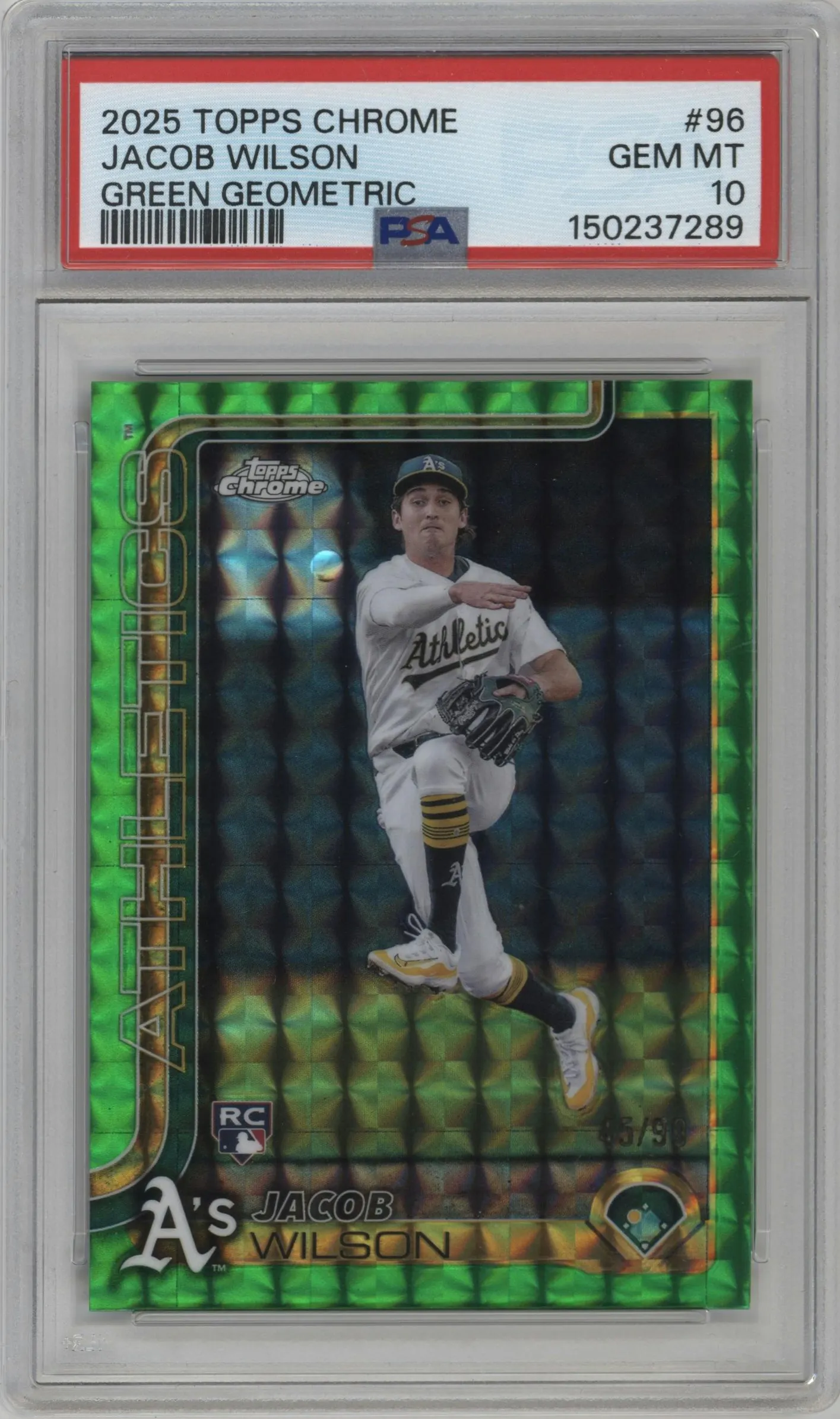 2025 Topps Chrome Jacob Wilson Green Geometric Refractor PSA 10