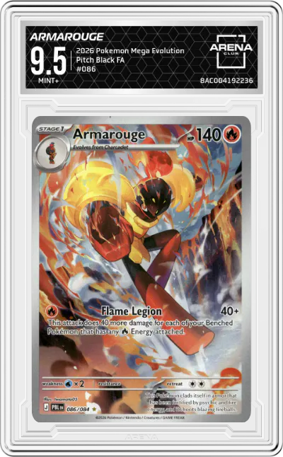2026 Pokemon Mega Evolution Pitch Black Armarouge #086 ARENA CLUB 9.5