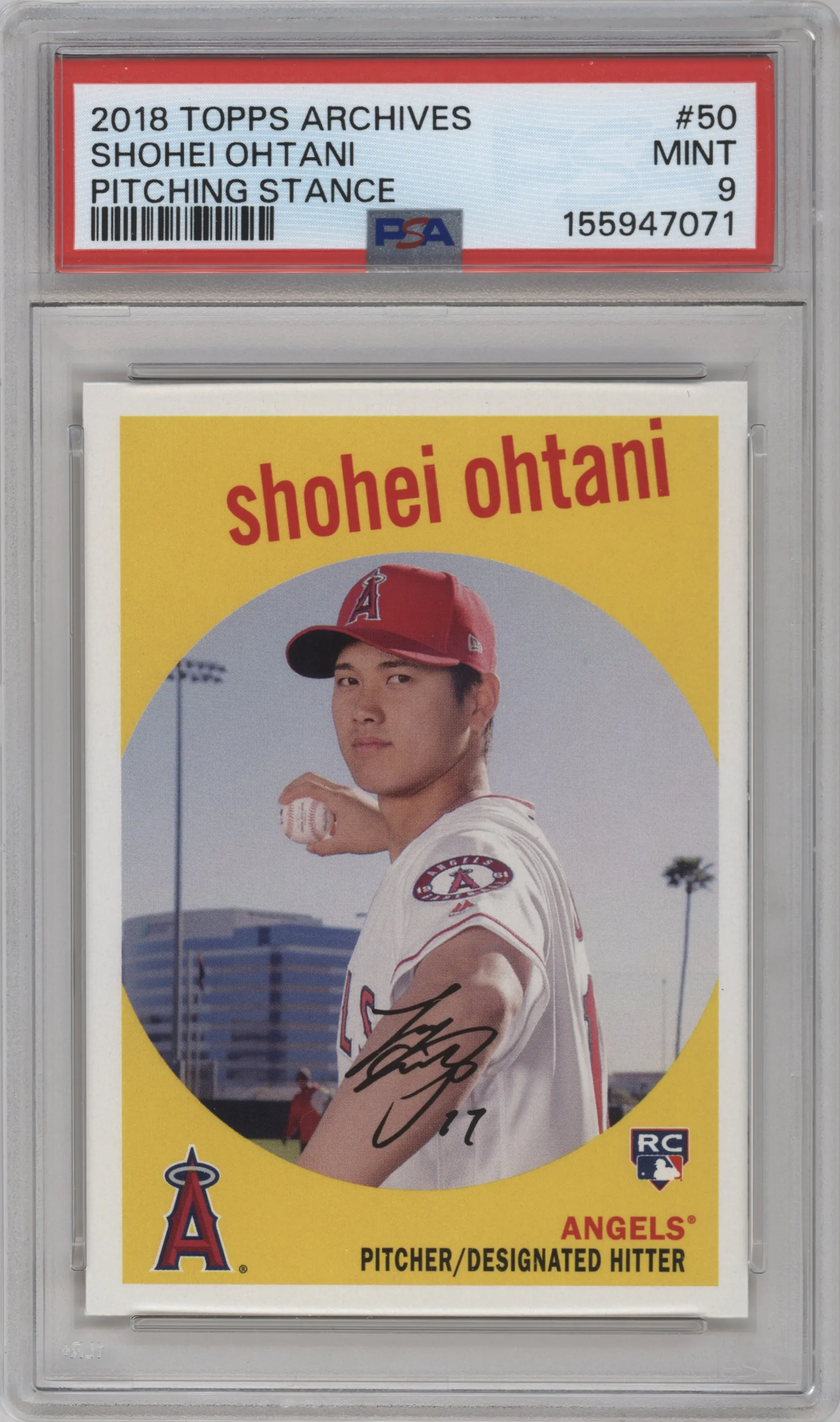2018 Topps Archives 1959 Topps Shohei Ohtani #50 PSA 9