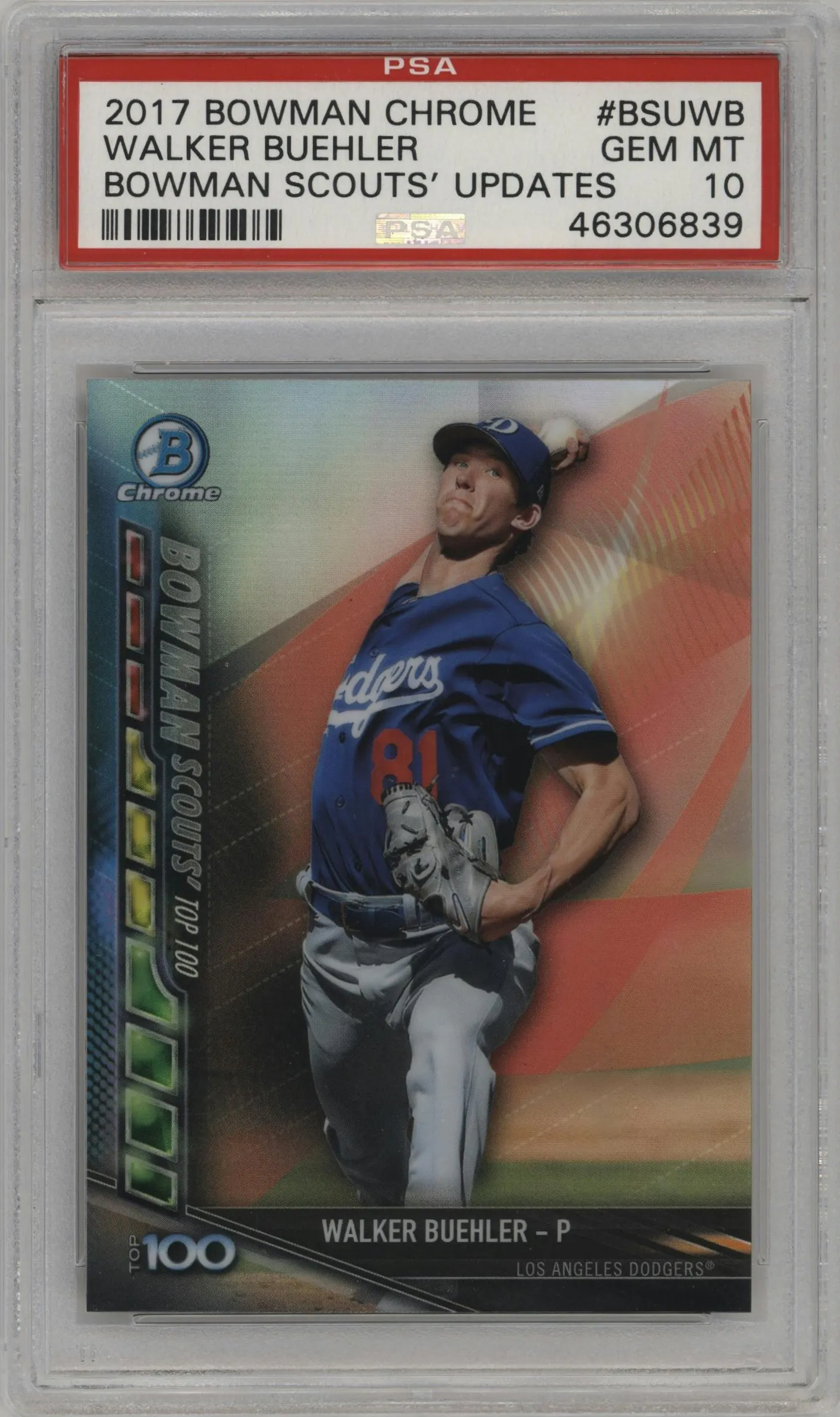 2017 Bowman Chrome Scouts Updates Walker Buehler PSA 10