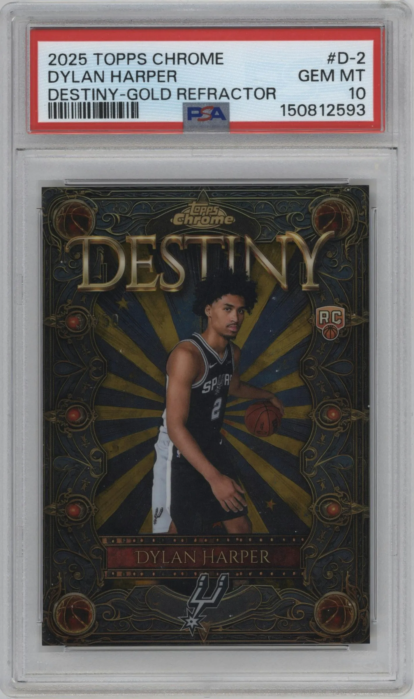 2025 Topps Chrome Destiny Dylan Harper Gold Refractor #D-2 PSA 10