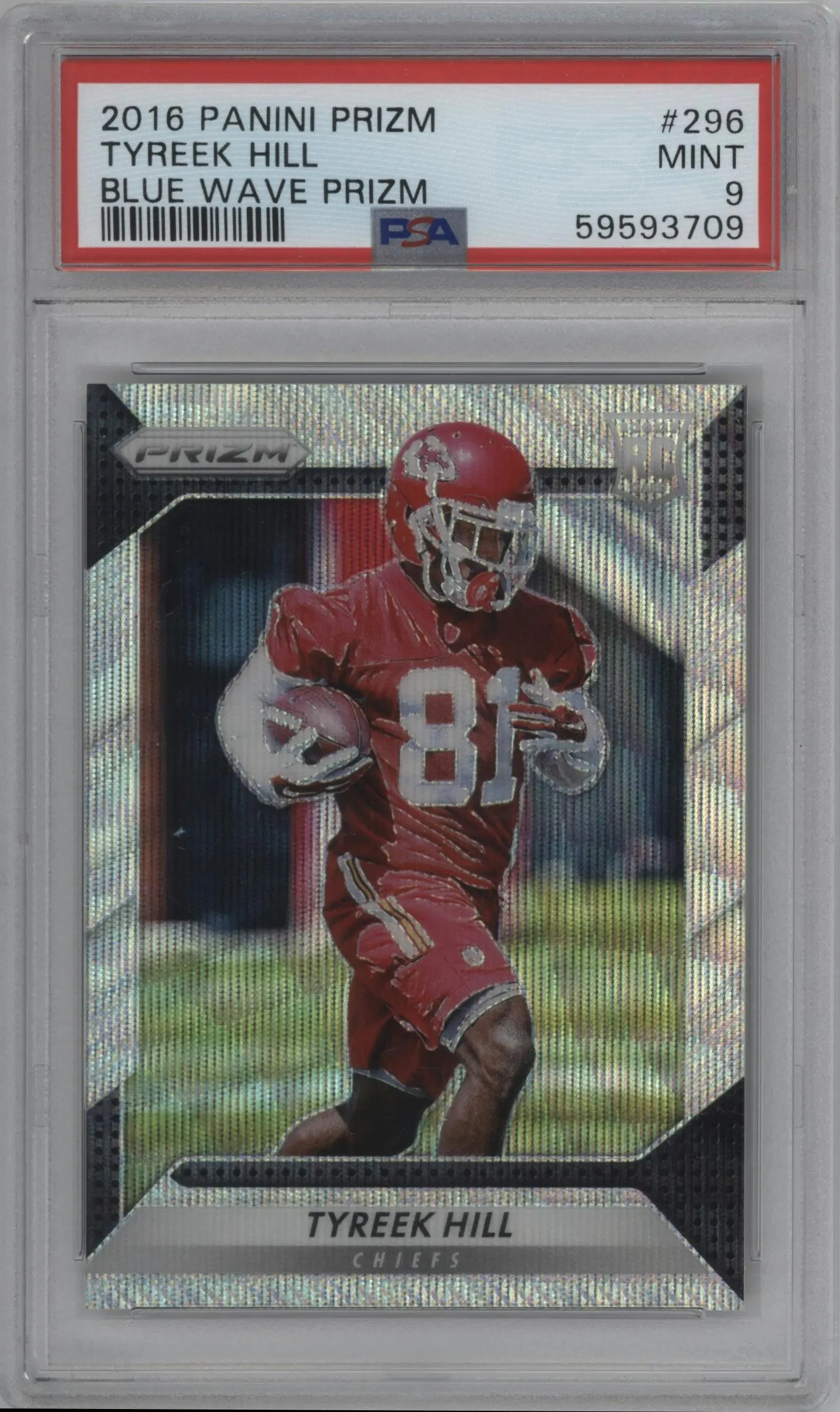 2016 Panini Prizm Tyreek Hill Blue Wave #296 PSA 9