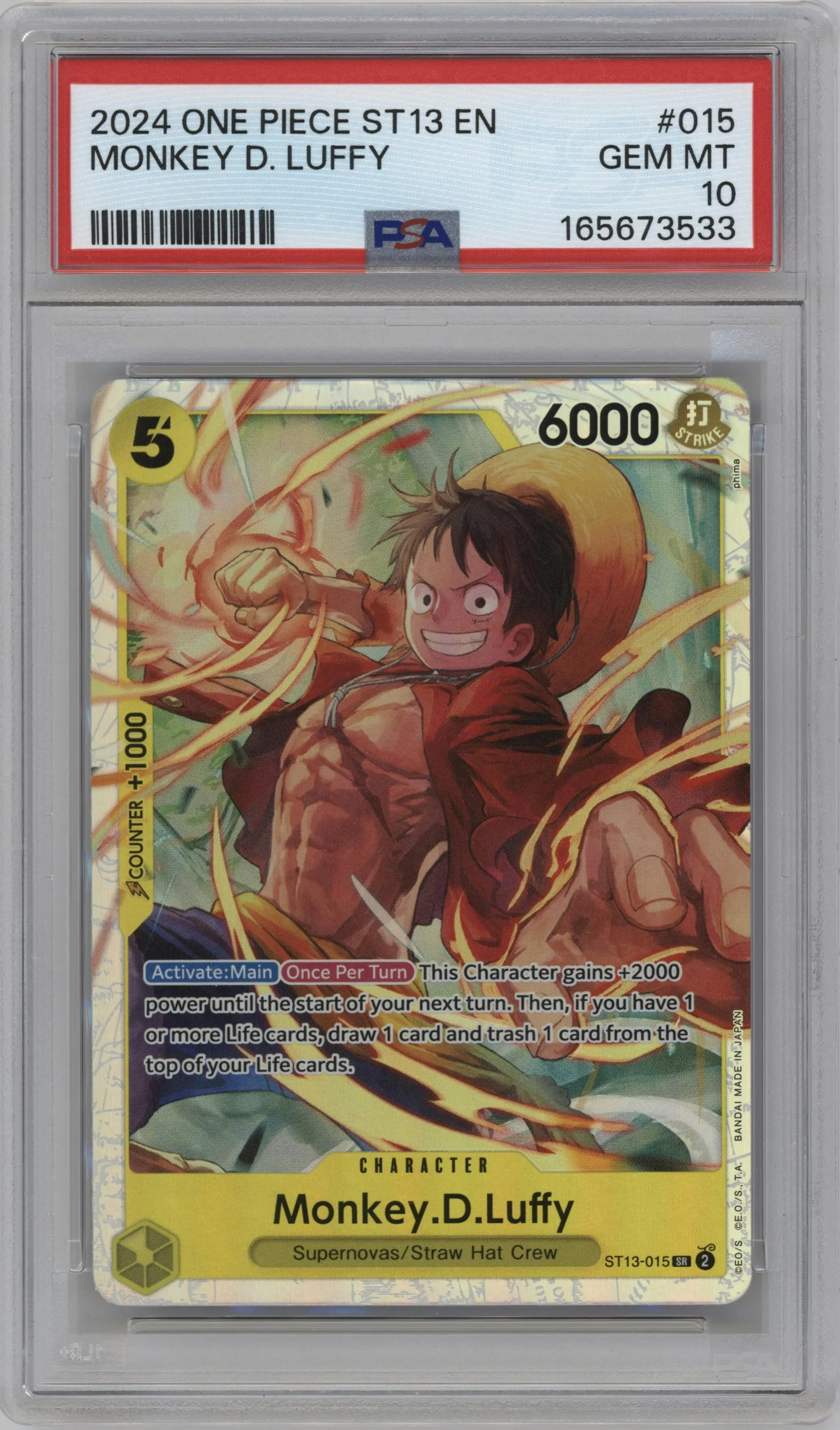 2024 One Piece The Three Brothers Monkey.D.Luffy SR #ST13-015 SR PSA 10