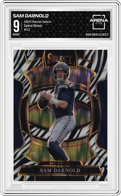2025 Panini Select Sam Darnold Zebra Shock #13 ARENA CLUB 9