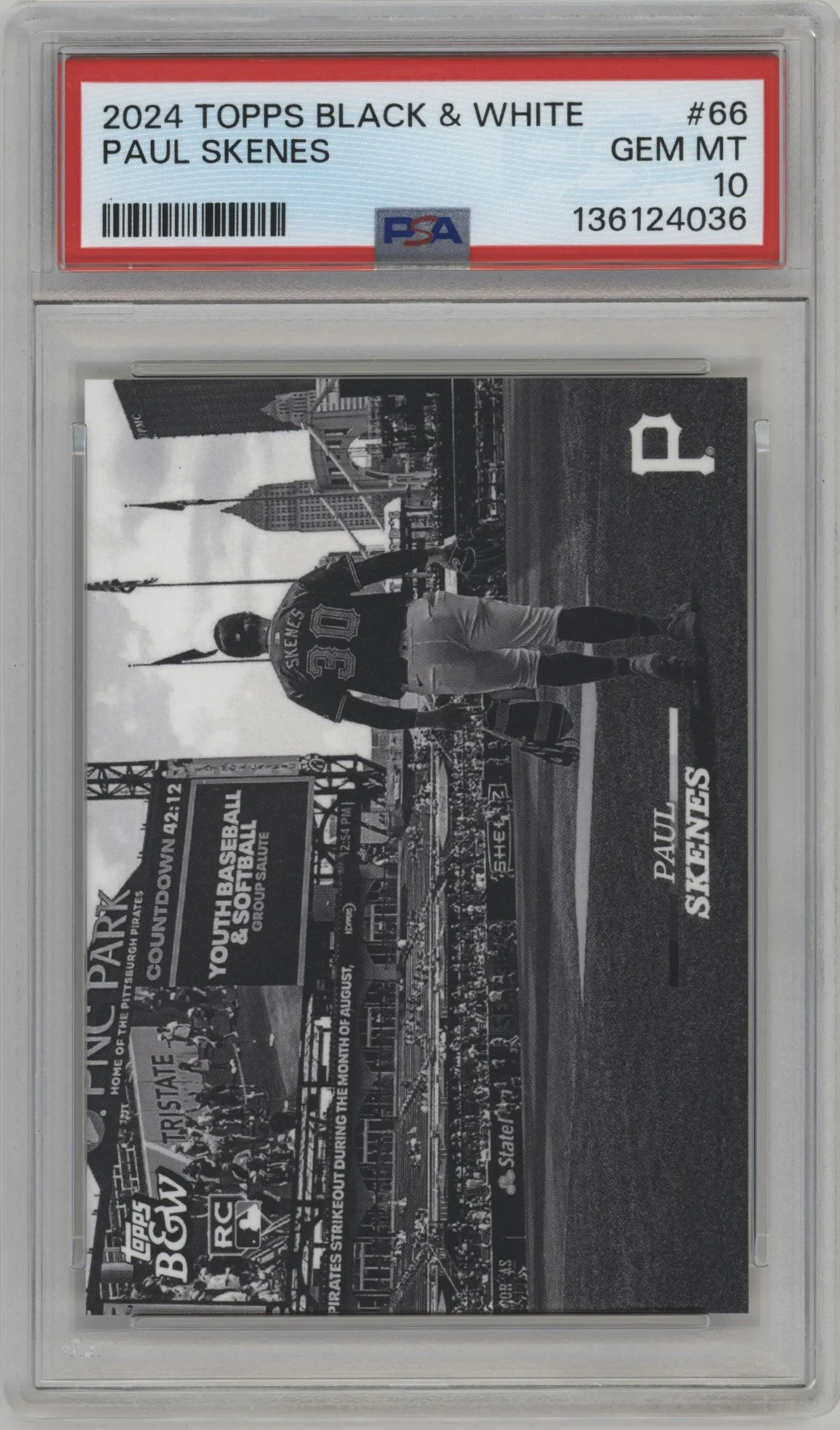 2024 Topps Black & White Paul Skenes #66 PSA 10
