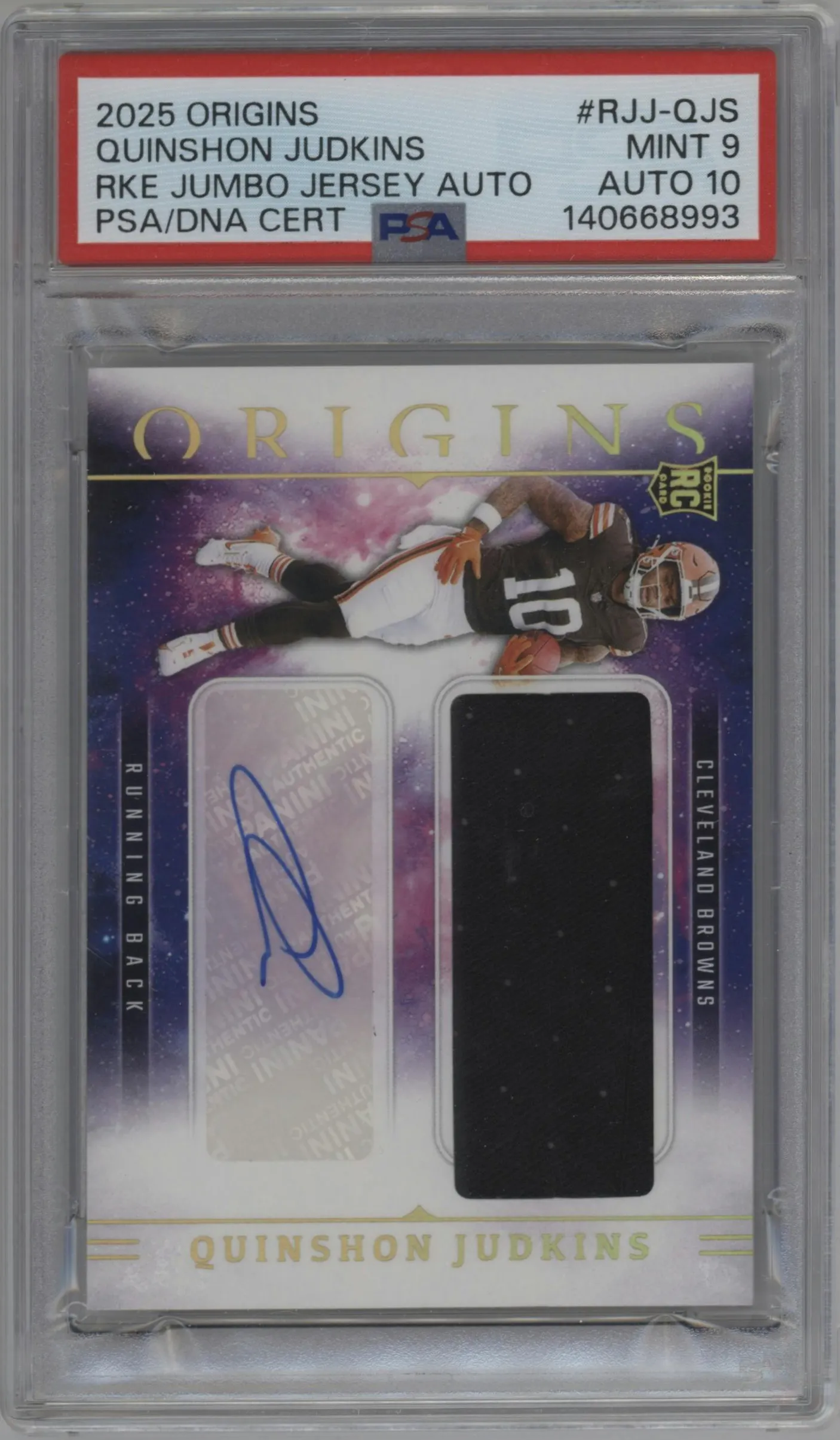 2025 Panini Origins Rke.Jmb.Jrsy.Auto Quinshon Judkins #RJJ-QJS PSA 9