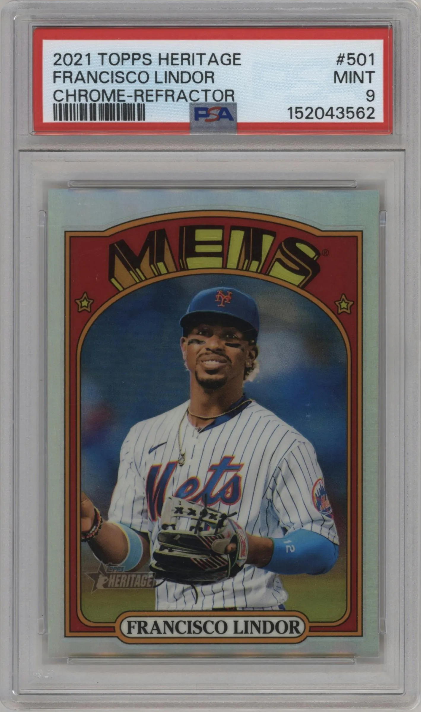 2021 Topps Heritage High Number Chrome Francisco Lindor Refractor #501 PSA 9