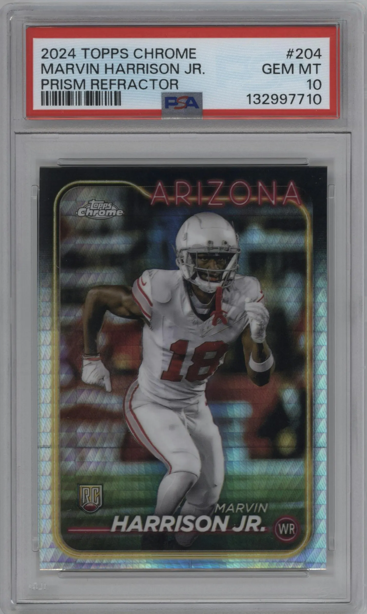 2024 Topps Chrome Marvin Harrison Jr. Prism Refractor #204 PSA 10
