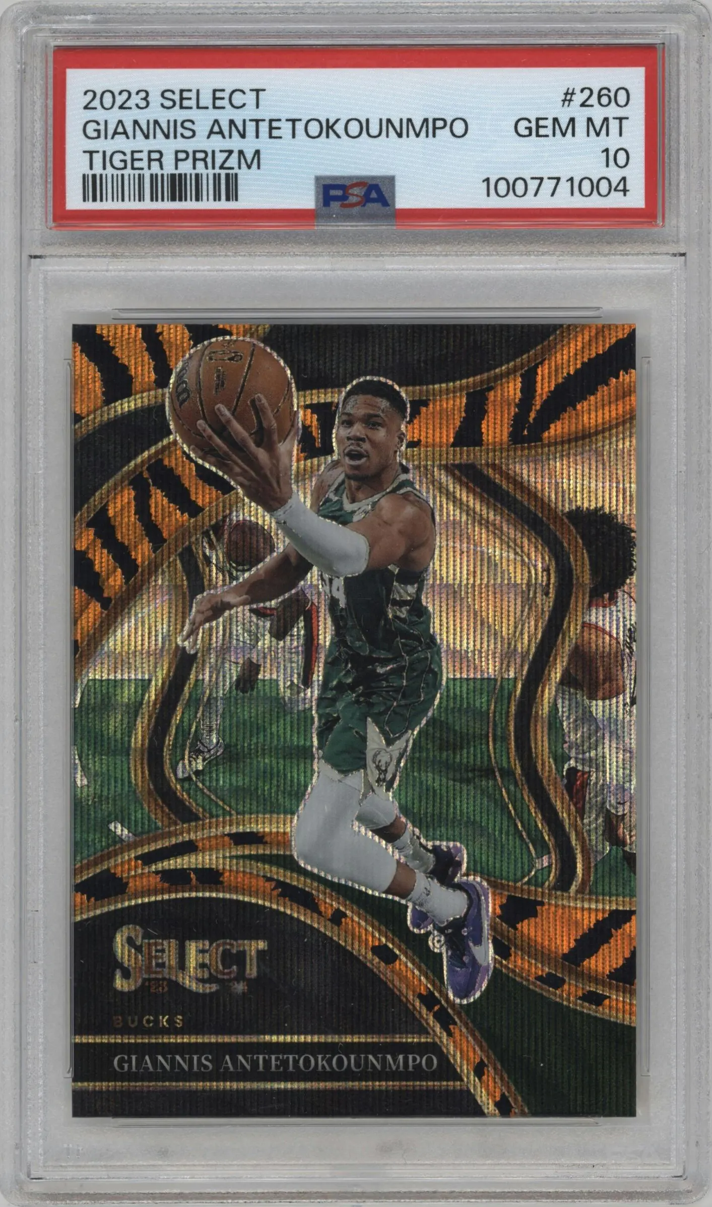 2023 Panini Select Courtside Giannis Antetokounmpo Tiger #260 PSA 10