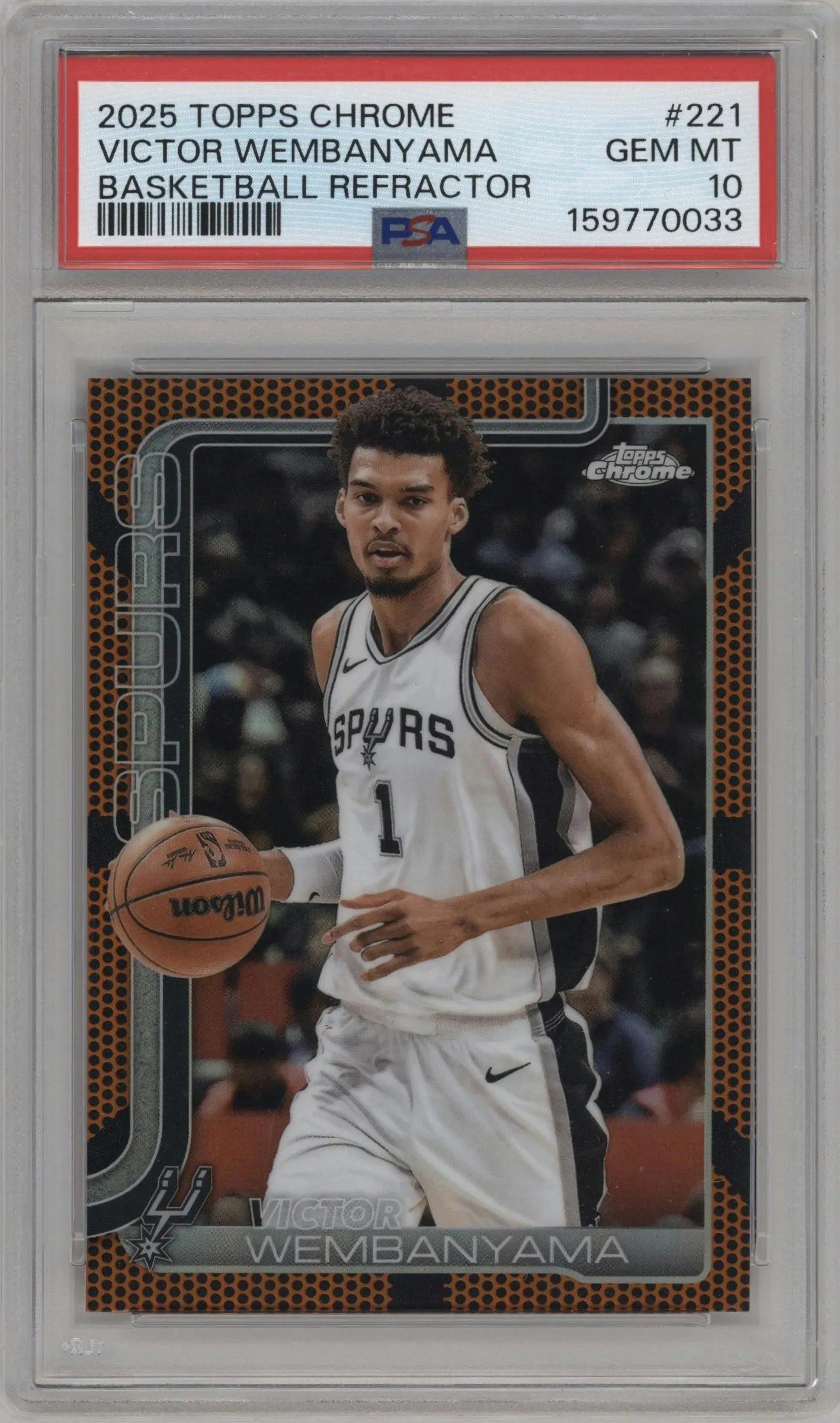 2025 Topps Chrome Victor Wembanyama Basketball Refractor #221 PSA 10