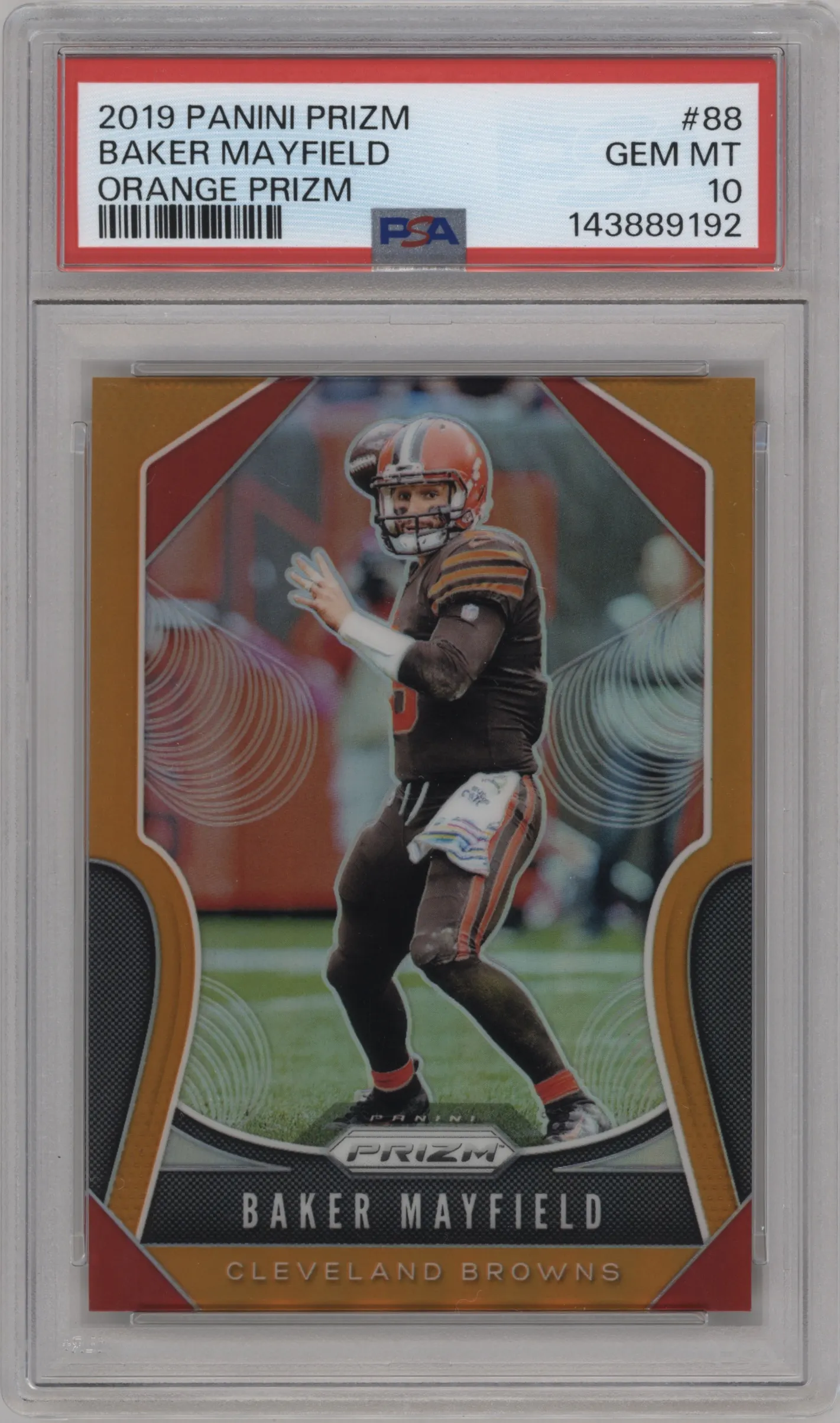 2019 Panini Prizm Baker Mayfield Orange Prizm #88 PSA 10