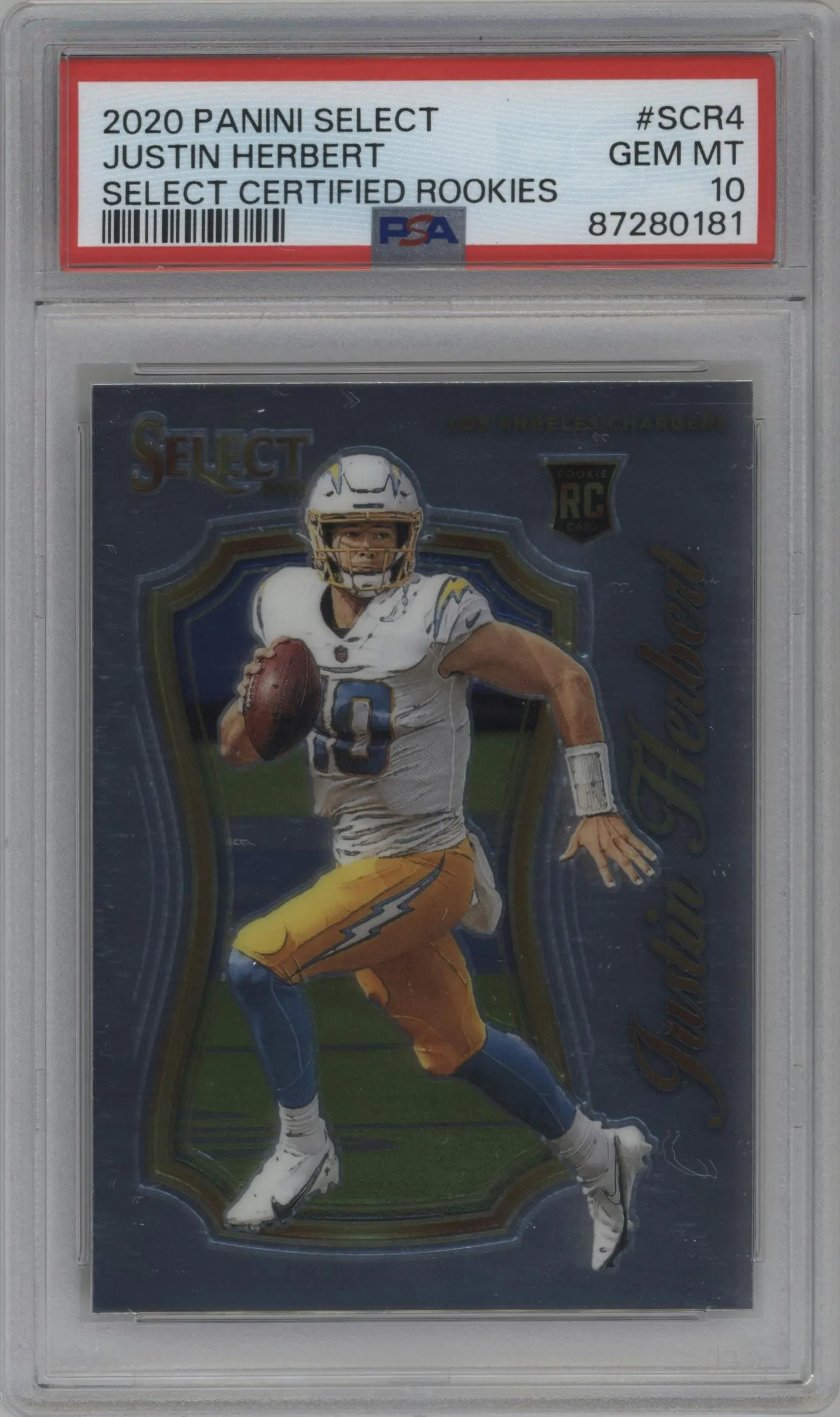 2020 Panini Select Select Certified Rke. Justin Herbert #SCR-4 PSA 10