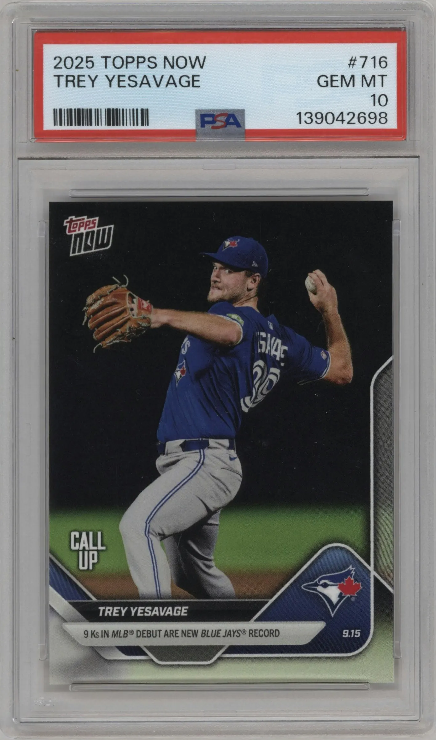 2025 Topps Now Trey Yesavage #716 PSA 10