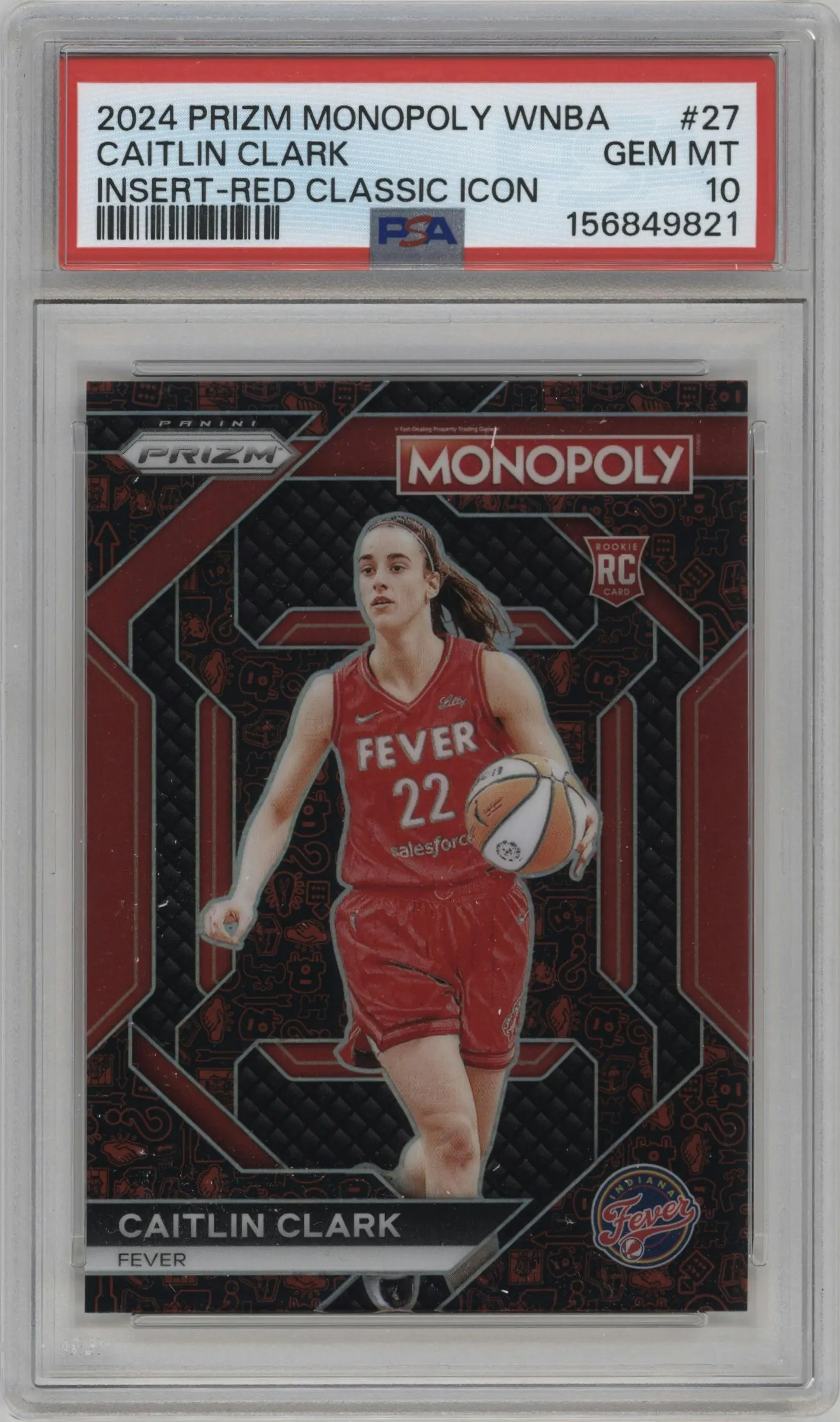 2024 Panini Prizm Monopoly WNBA Caitlin Clark Red Classic Icon #WNBA27 PSA 10