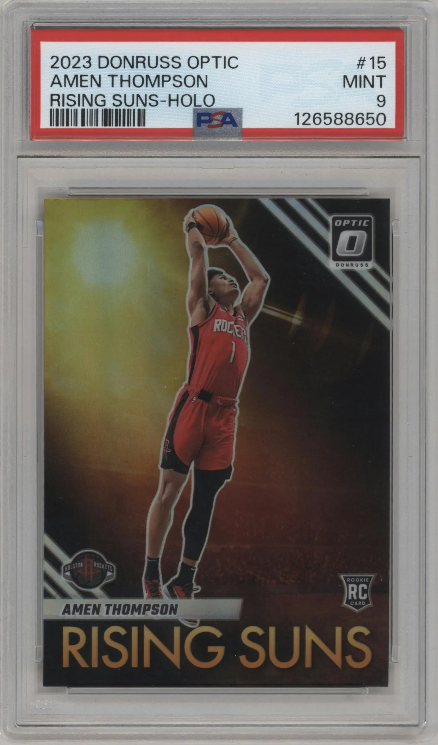2023 Donruss Optic Rising Suns Amen Thompson Holo #15 PSA 9