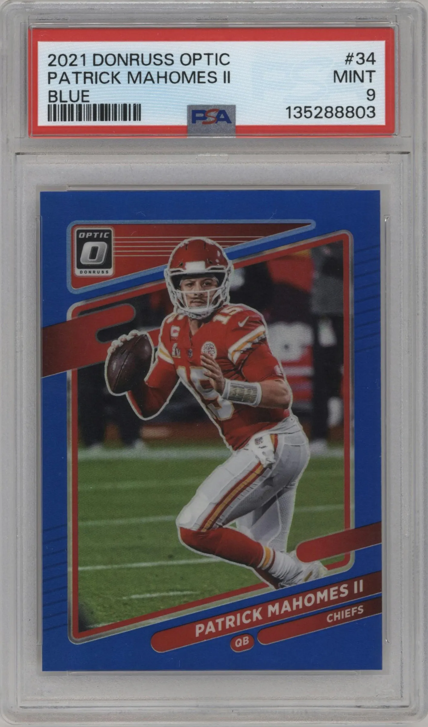 2021 Panini Donruss Optic Patrick Mahomes II Blue #34 PSA 9