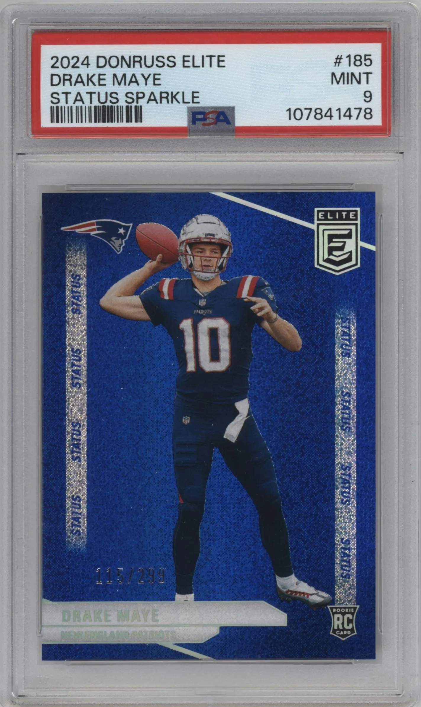 2024 Panini Donruss Elite Status Drake Maye Sparkle #185 PSA 9