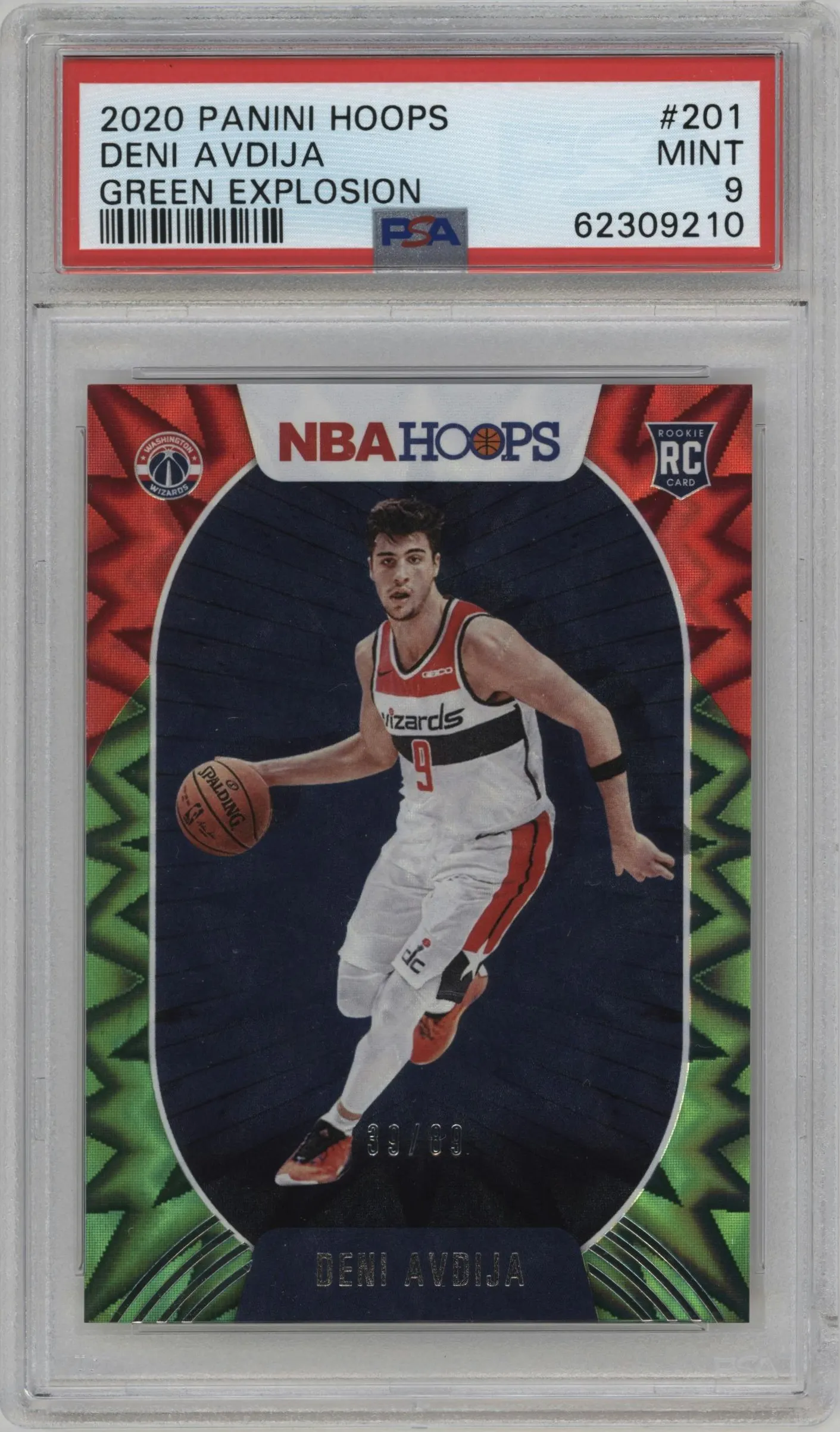 2020 Panini NBA Hoops Deni Avdija Green Explosion #201 PSA 9