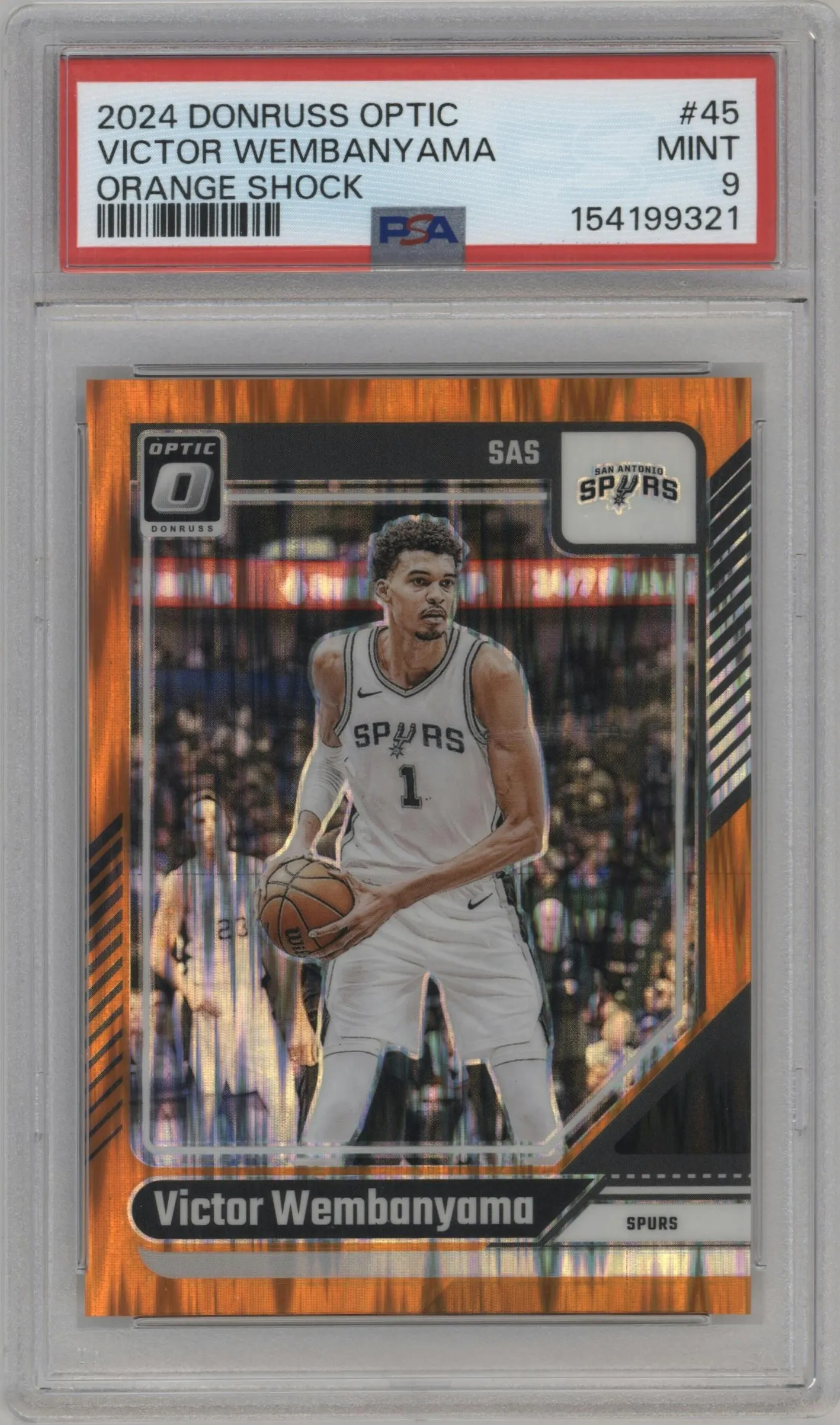 2024 Donruss Optic Victor Wembanyama Orange Shock #45 PSA 9