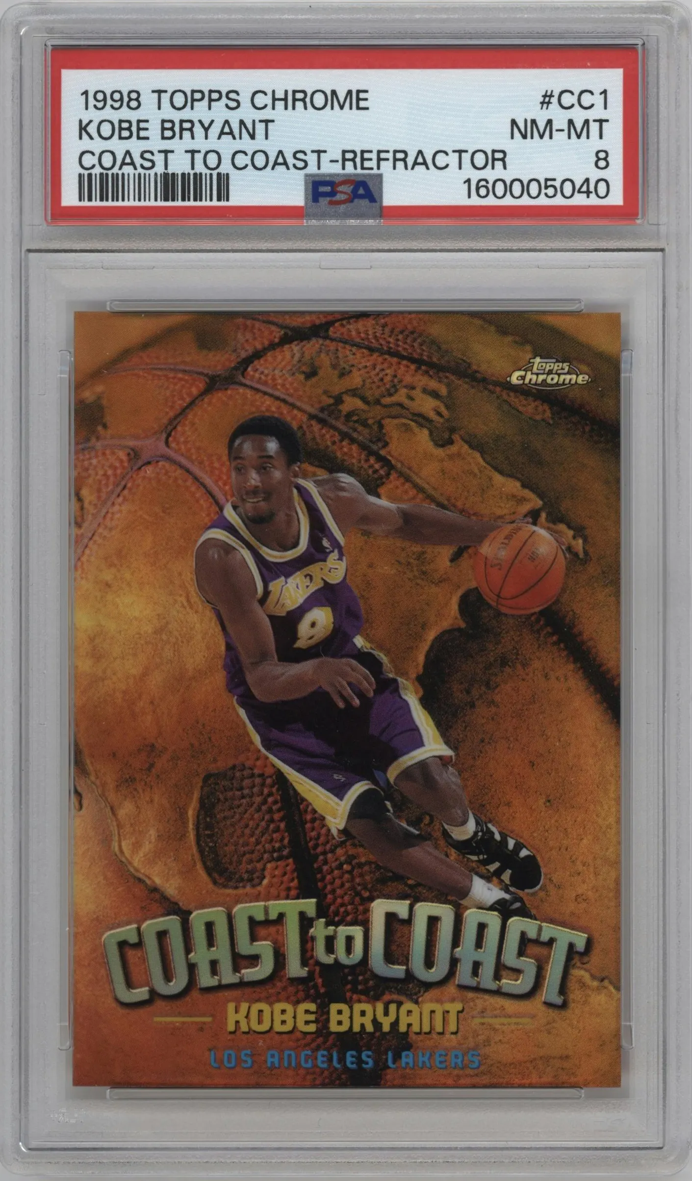 1998 Topps Chrome Coast To Coast Kobe Bryant Refractor #CC1 PSA 8