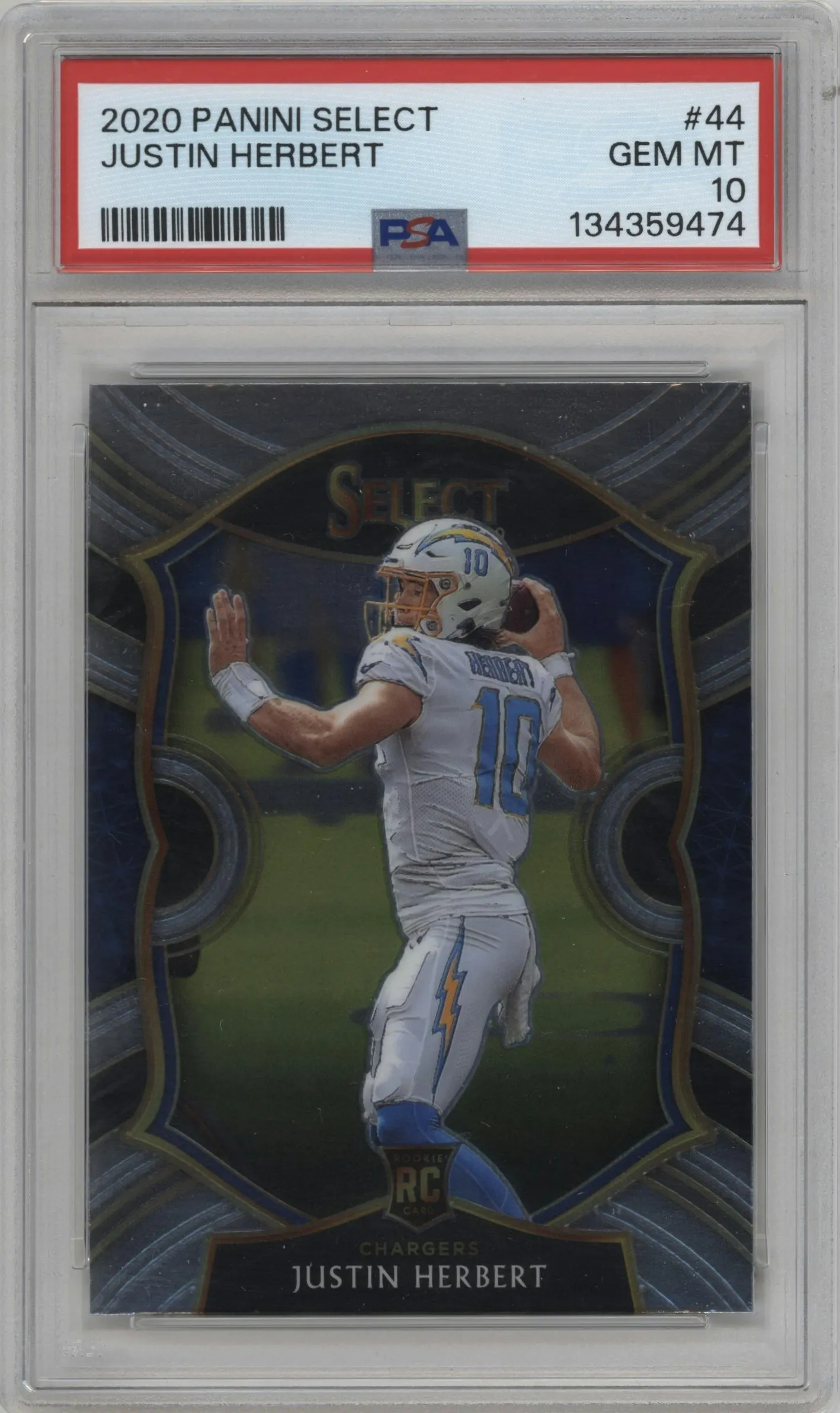 2020 Panini Select Justin Herbert #44 PSA 10
