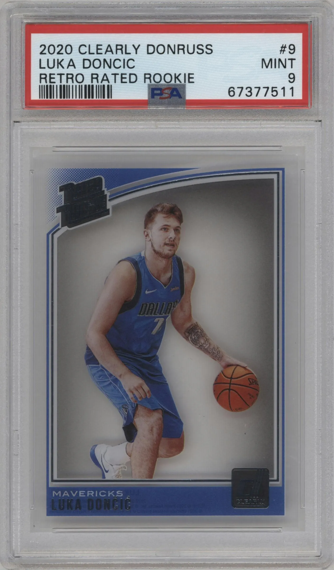 2020 Clearly Donruss 19 Cl.Rtr.Rtd.Rke. Luka Doncic #9 PSA 9