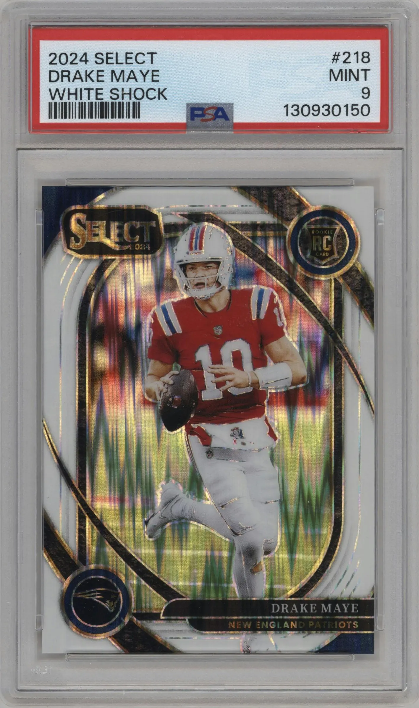 2024 Panini Select Club Lvl. Drake Maye White Shock #218 PSA 9