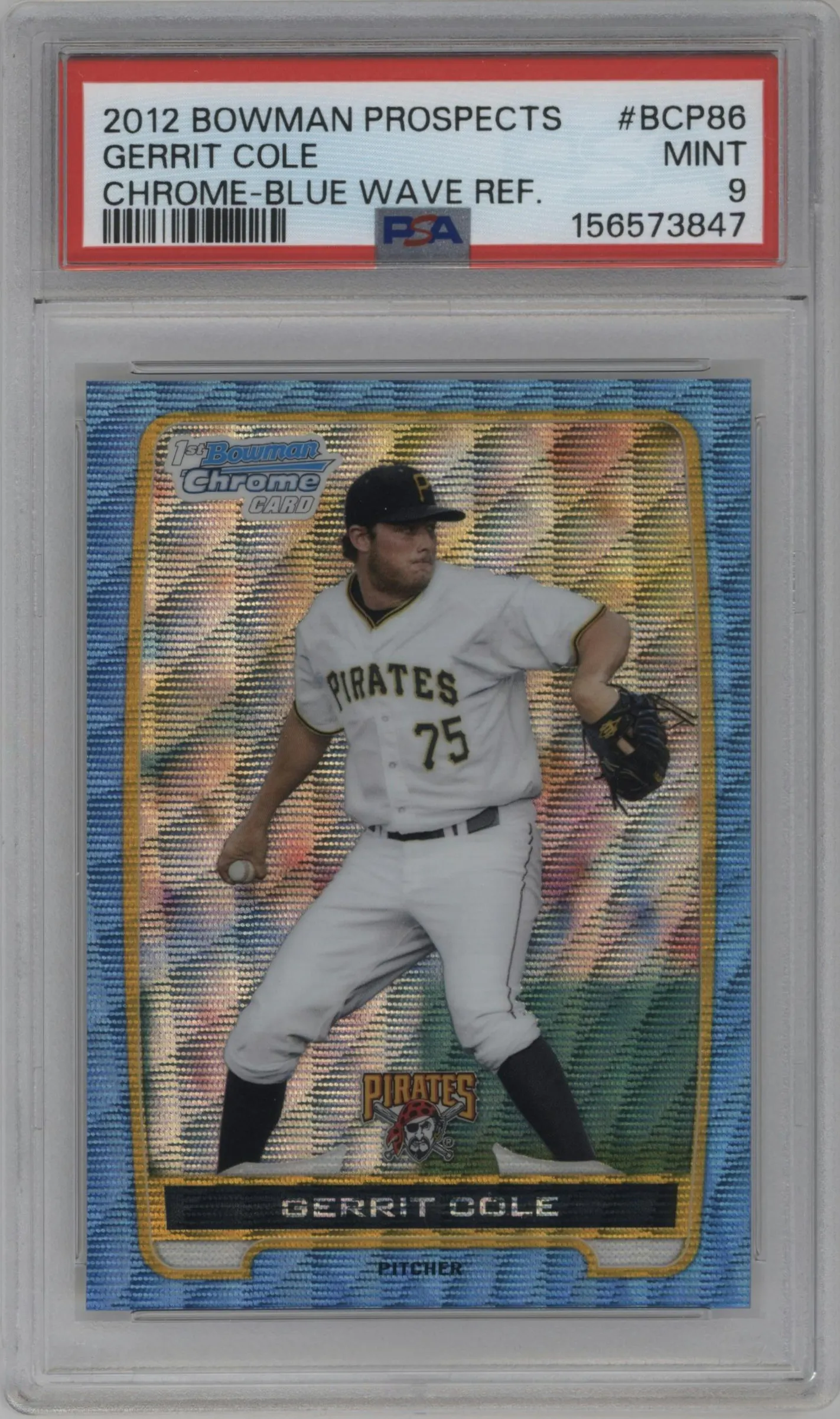 2012 Bowman Chr.Pros. Gerrit Cole Blue Wave Refractor #BCP86 PSA 9
