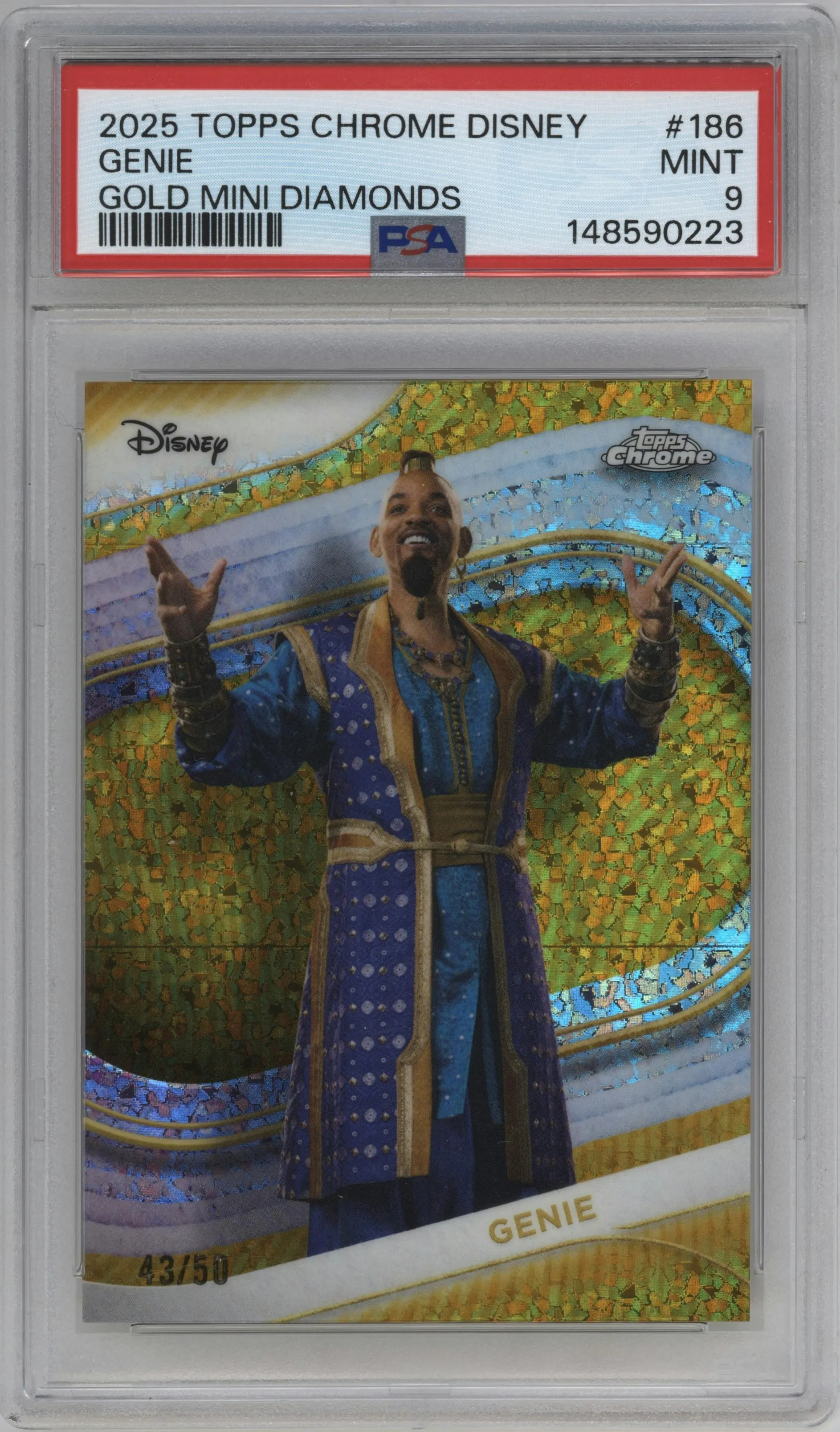 2025 Topps Chrome Disney Genie Gold Mini Diamonds PSA 9