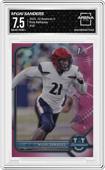 2021 Bowman University Myjai Sanders Pink Refractor #16 ARENA CLUB 7.5