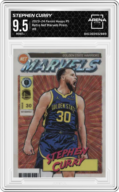 2023 Panini Hoops Premium Stock Retro Net Marvels Prem. Stephen Curry ARENA CLUB 9.5