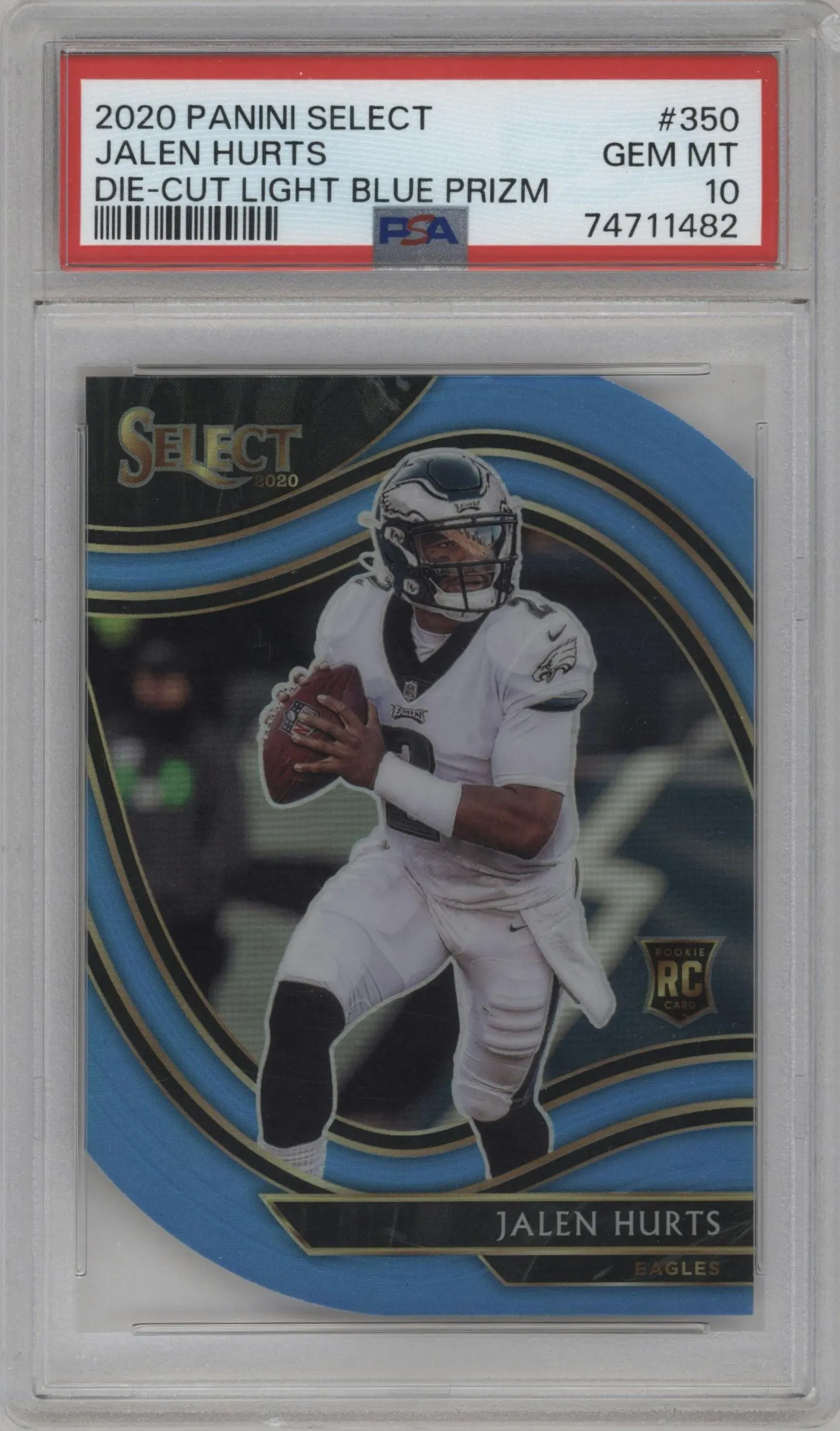 2020 Panini Select Field Lvl. Jalen Hurts Die-Cut Light Blue #350 PSA 10