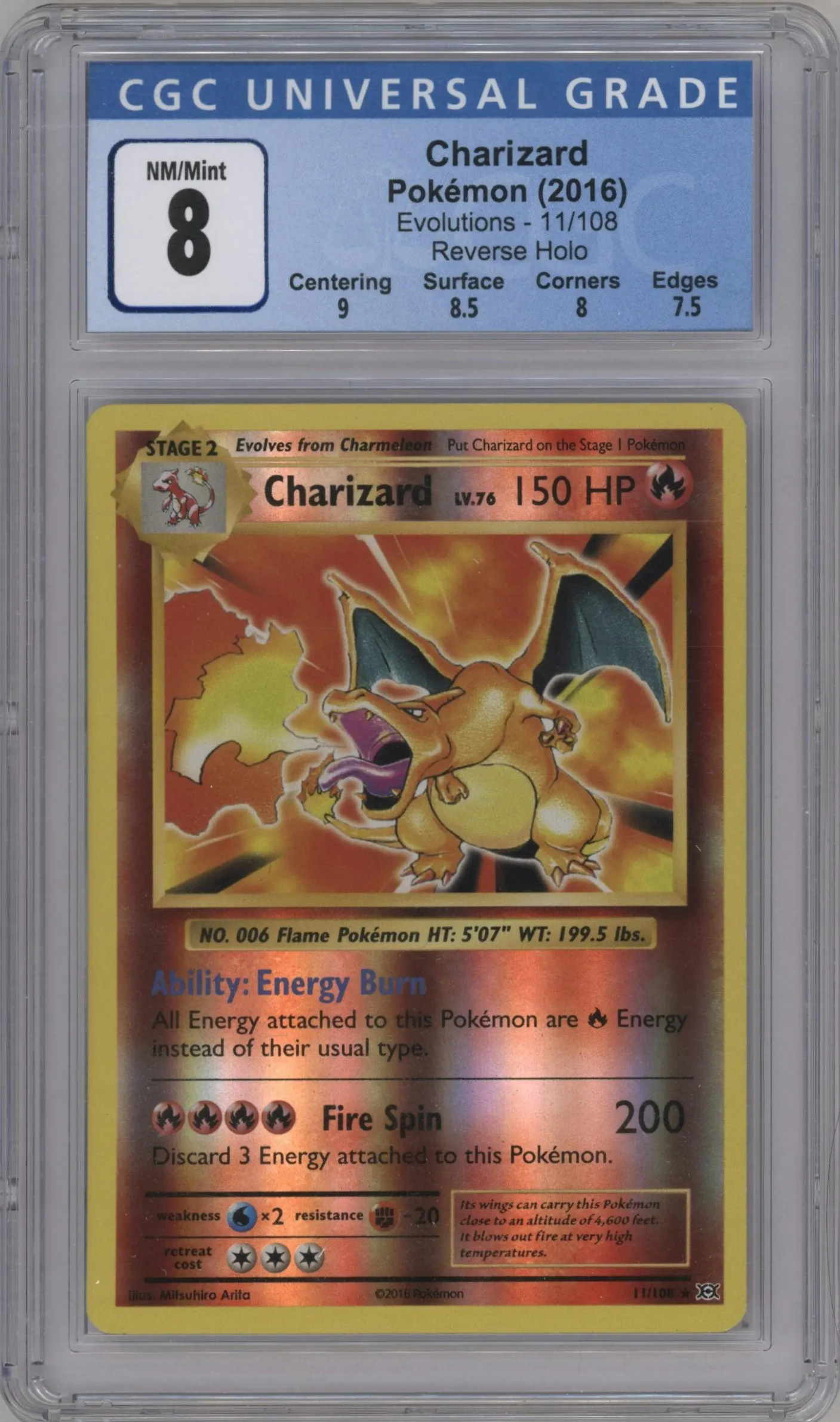 2016 Pokemon XY Evolutions Charizard #11 CGC 8