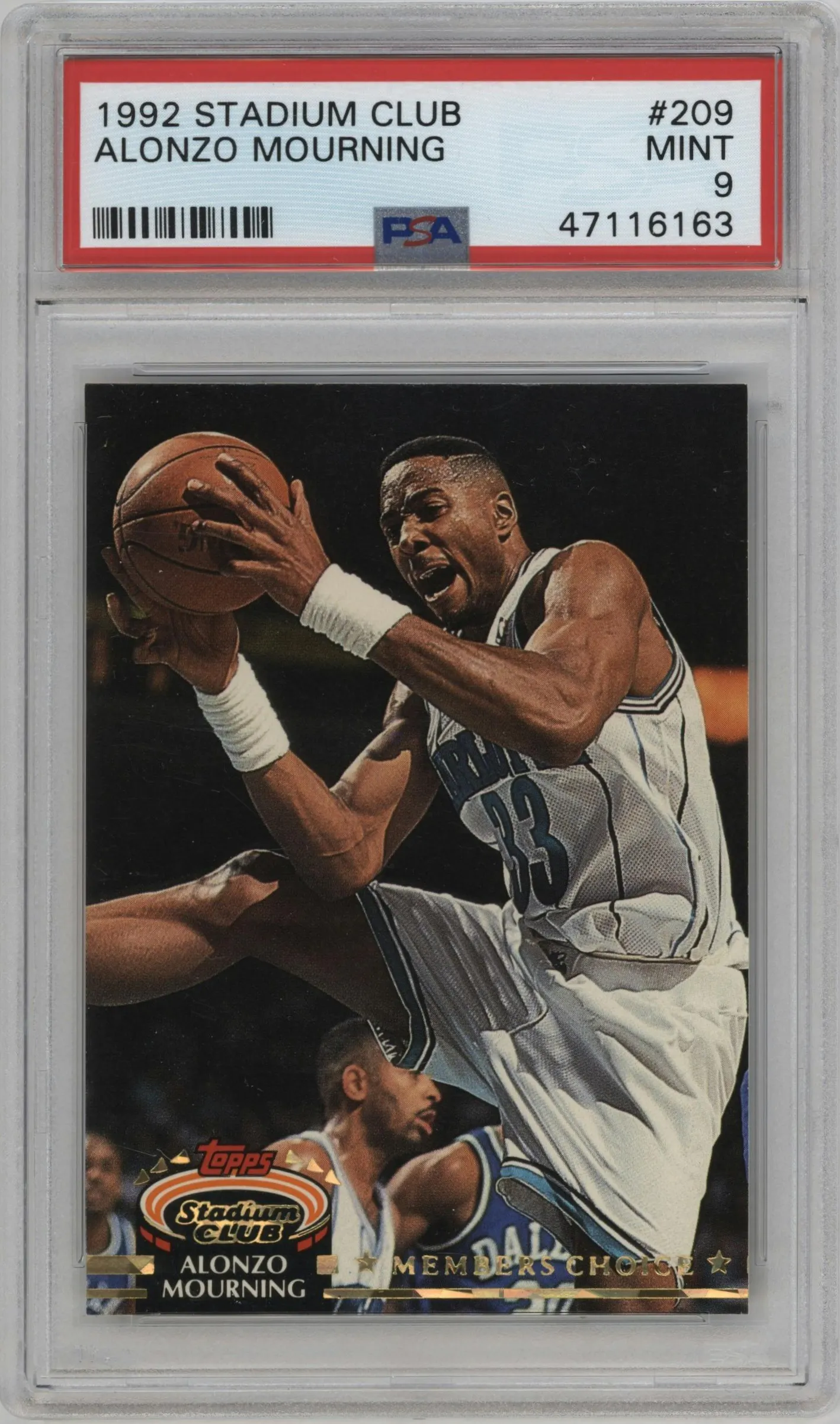 1992 Topps Stadium Club Alonzo Mourning #209 PSA 9
